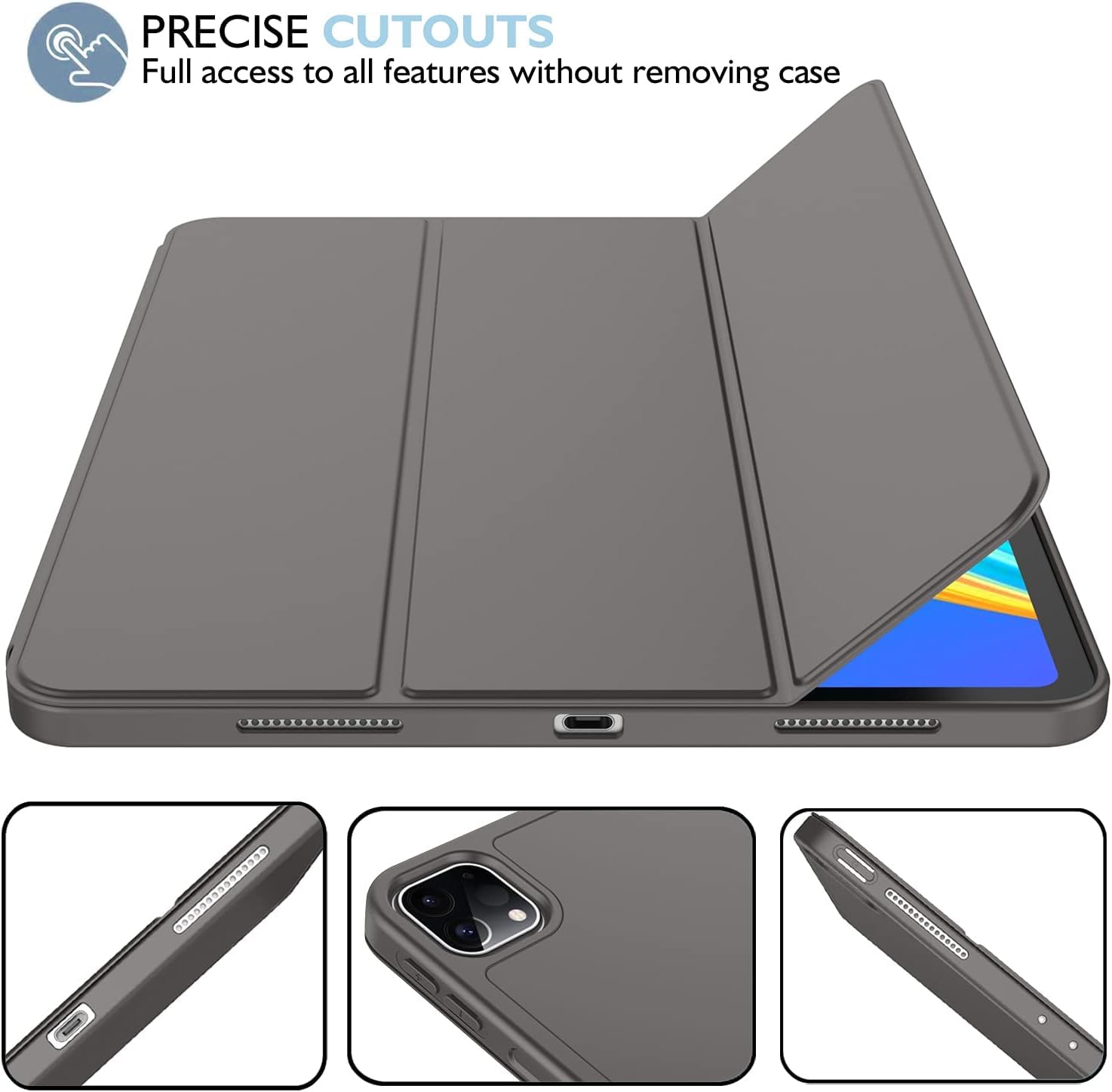 Imieet Ipad Pro 13 Inch Case M4 (2024) With Pencil Holder, [Support Pencil Pro And Pencil (Usb C)],Trifold Stand Smart Case With Soft Tpu Back, Auto Wake/Sleep (Space Gray)