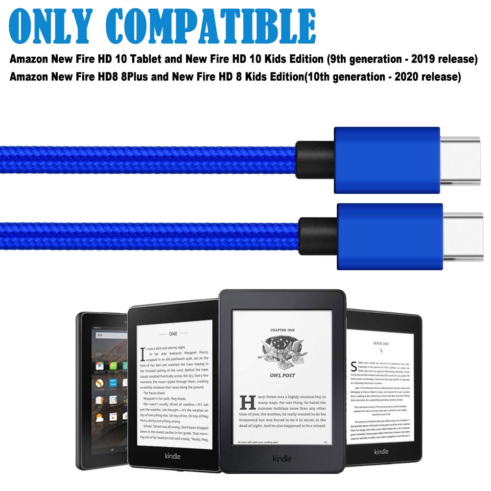 2Pack 10Ft Usb C Cable Fast Charger For Amazon Fire Hd 10 9Th   11Th Generation 2019 2021,Hd 8 2020 Gen Hd7 Inch 2022 Kids Pro Edition,Usbc Tablet Charging Cable Power Cord For Kindle Fire Max 11 2023