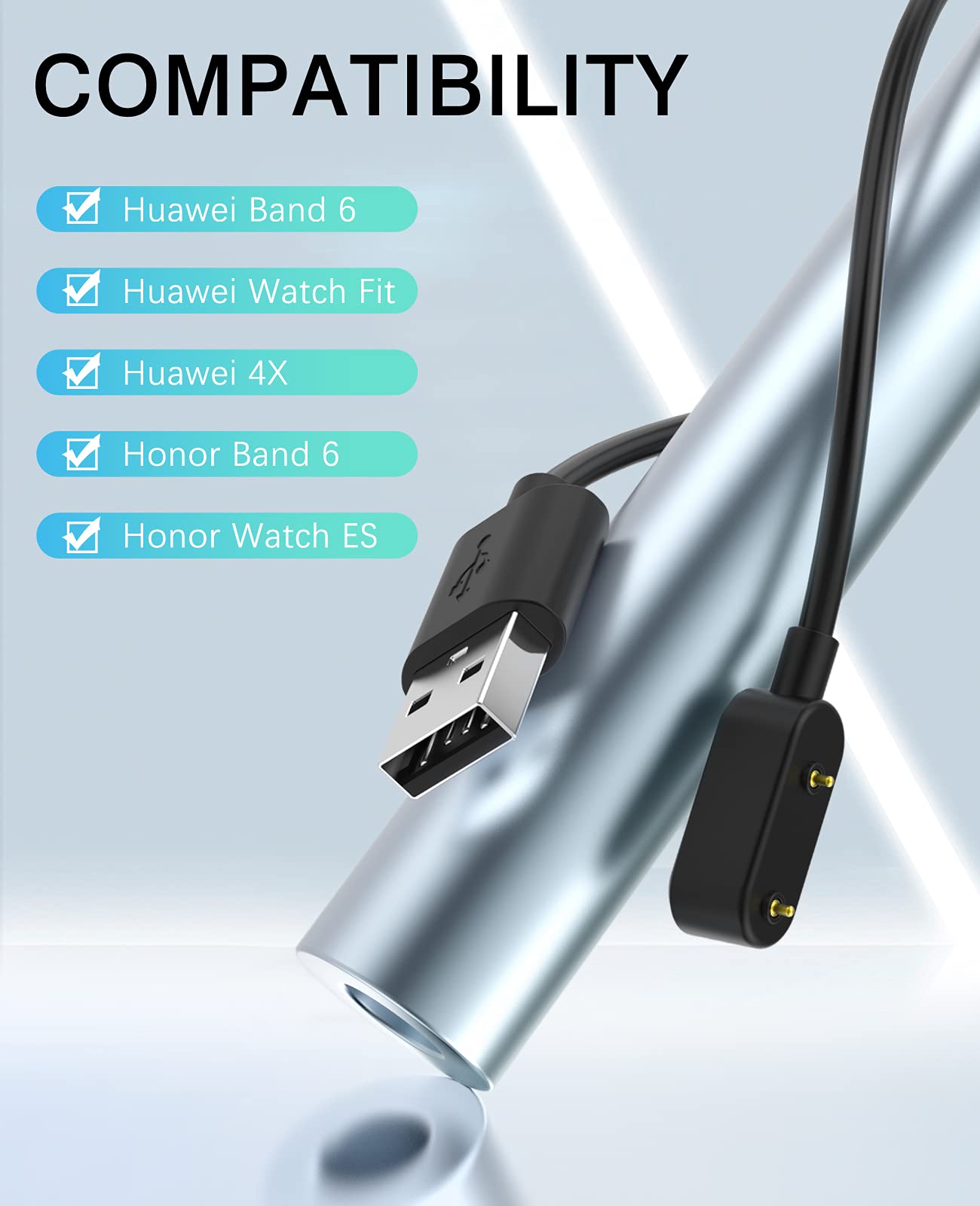 Moko Charger Compatible With Huawei Watch Fit/Fit2,Huawei Band 7/6/6 Pro,Huawei 4X,Honor Watch Es/Honor Band 6, Magnetic Usb Cha