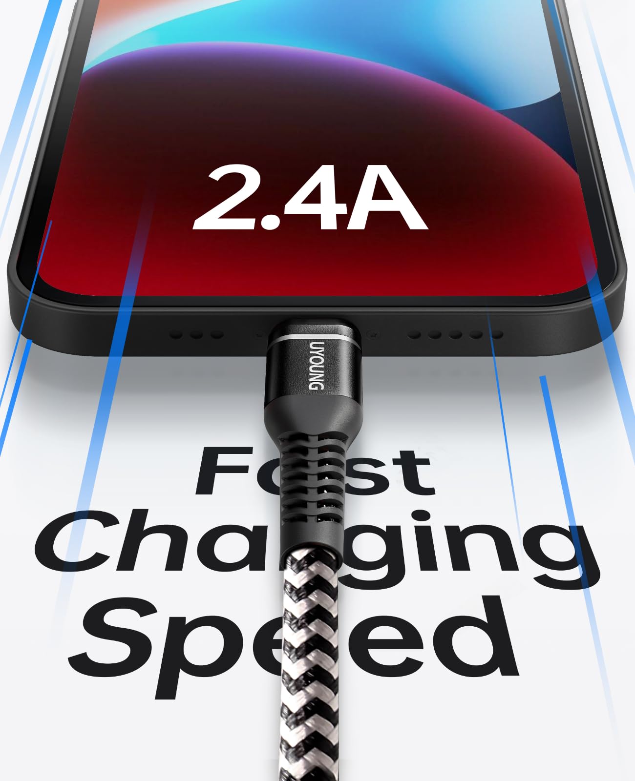 UYOUNG 6ft Nylon Braided iPhone Charger Cable, 3 Pack Fast Charging Compatible with iPhone 14/13/12/11/X/XS/XR/8/7/