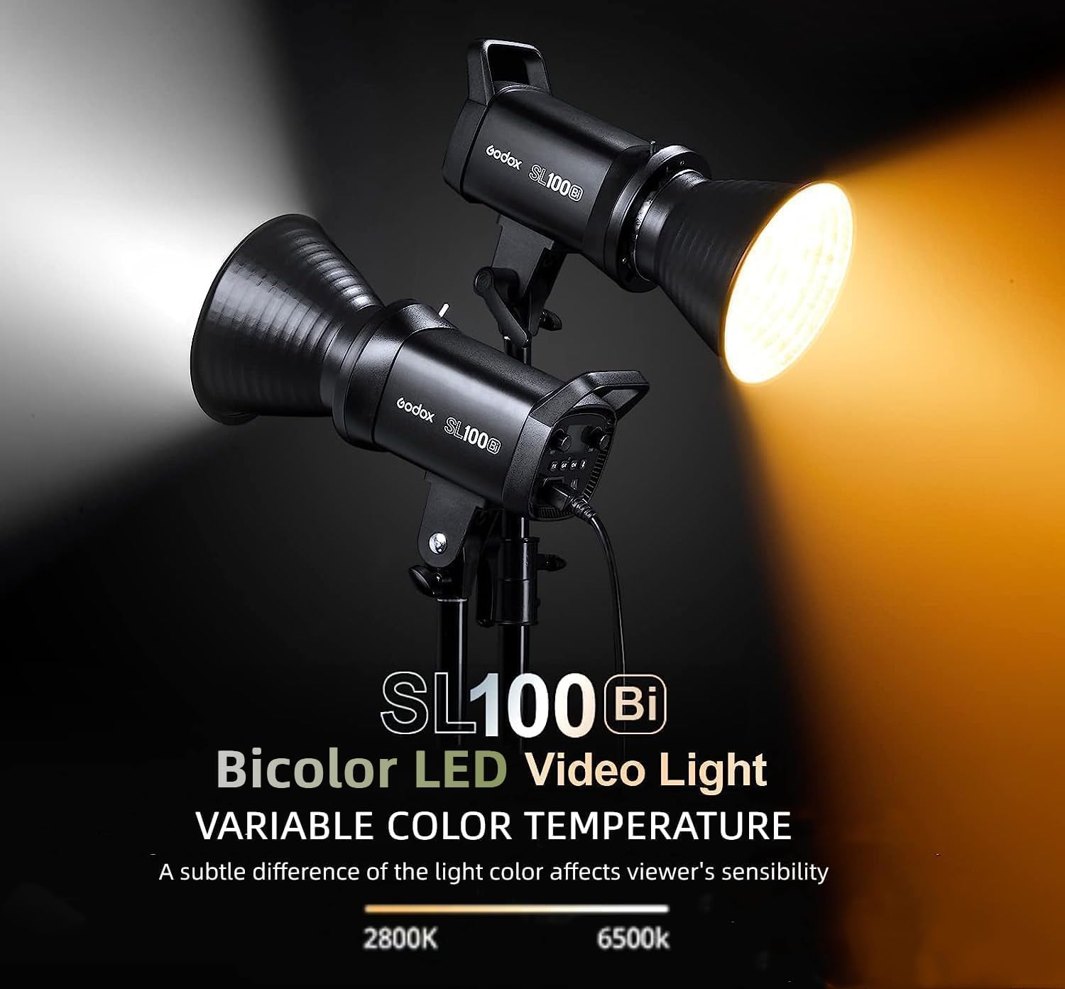 Godox Sl100Bi 100W Bi Color Led Video Light, 32100Lux@1M 2800K 6500K Cri96+ Tlci97+ Bowens Mount Led Continuous Lighting For Pho