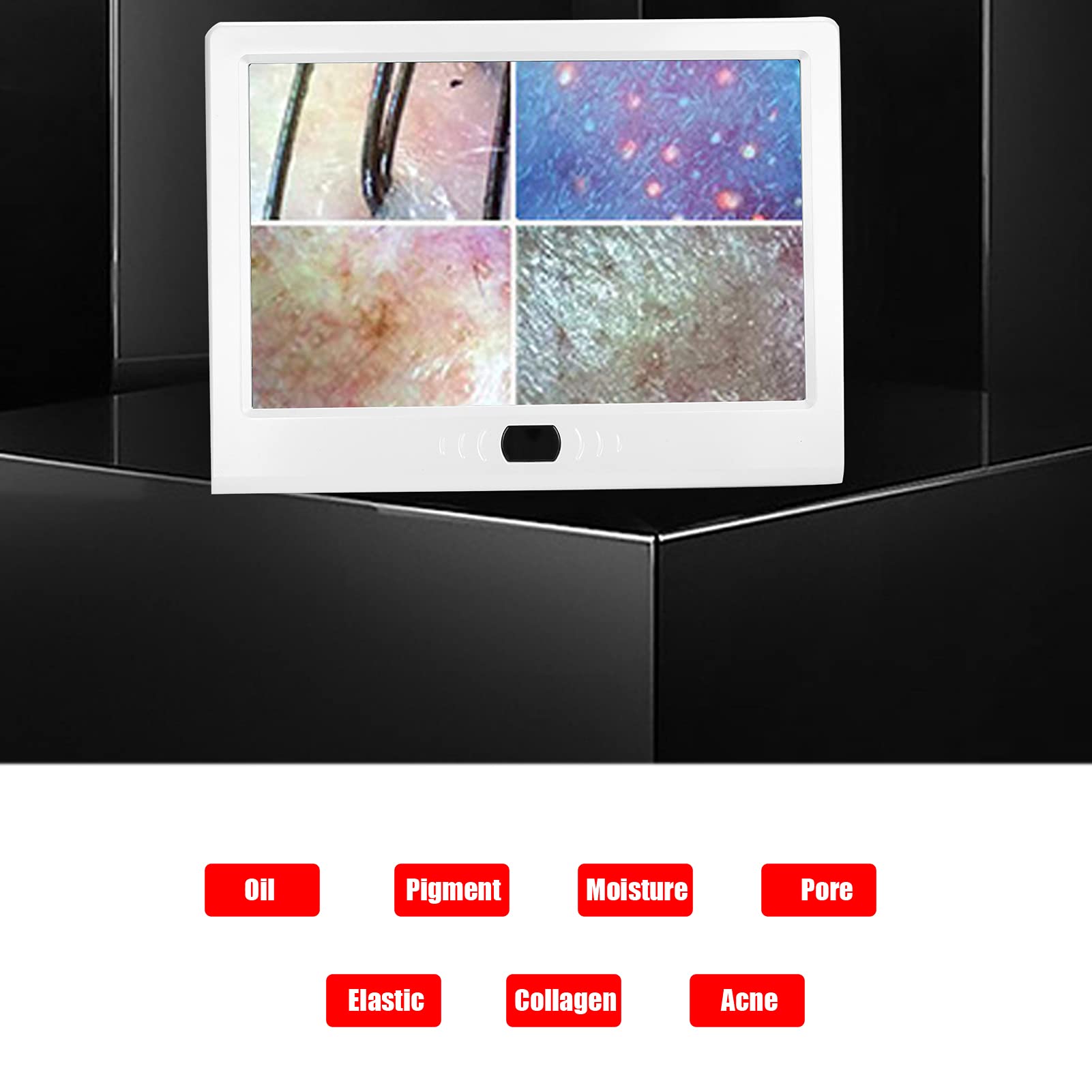 Scalp Detector, 13Inch 50X/200X Lens Multi Functional Rechargeable Digital Hair Skin Analyzer Microscope Magnifier High Sensitiv