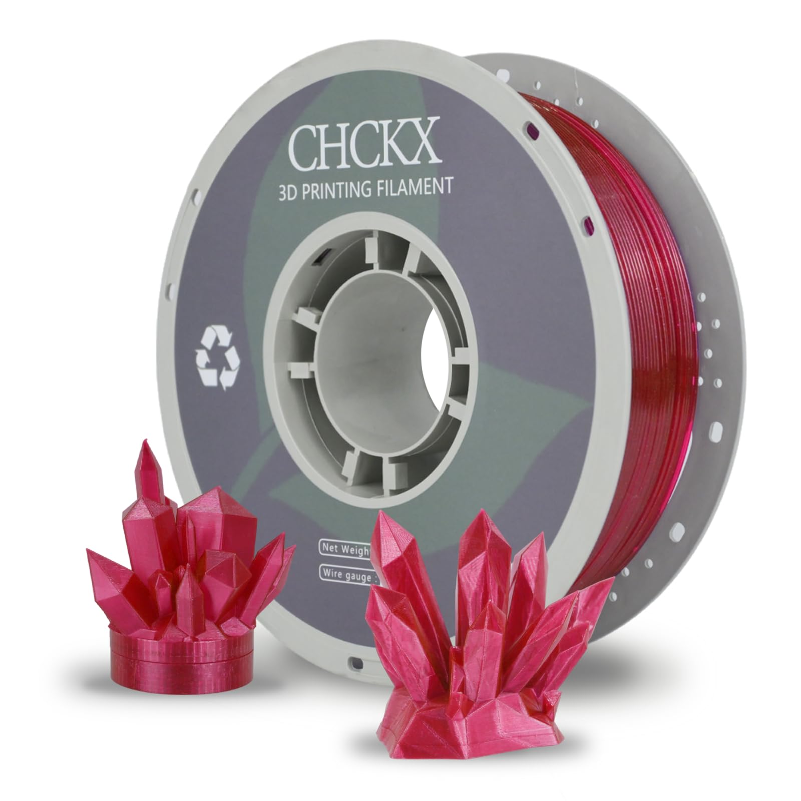 CHCKX PETG 3D Printer Filament, Dimensional Accuracy +/- 0.03 mm, 1kg Spool(2.2lbs), 1.75 mm Fit for Most 3D Printers,Flash Red