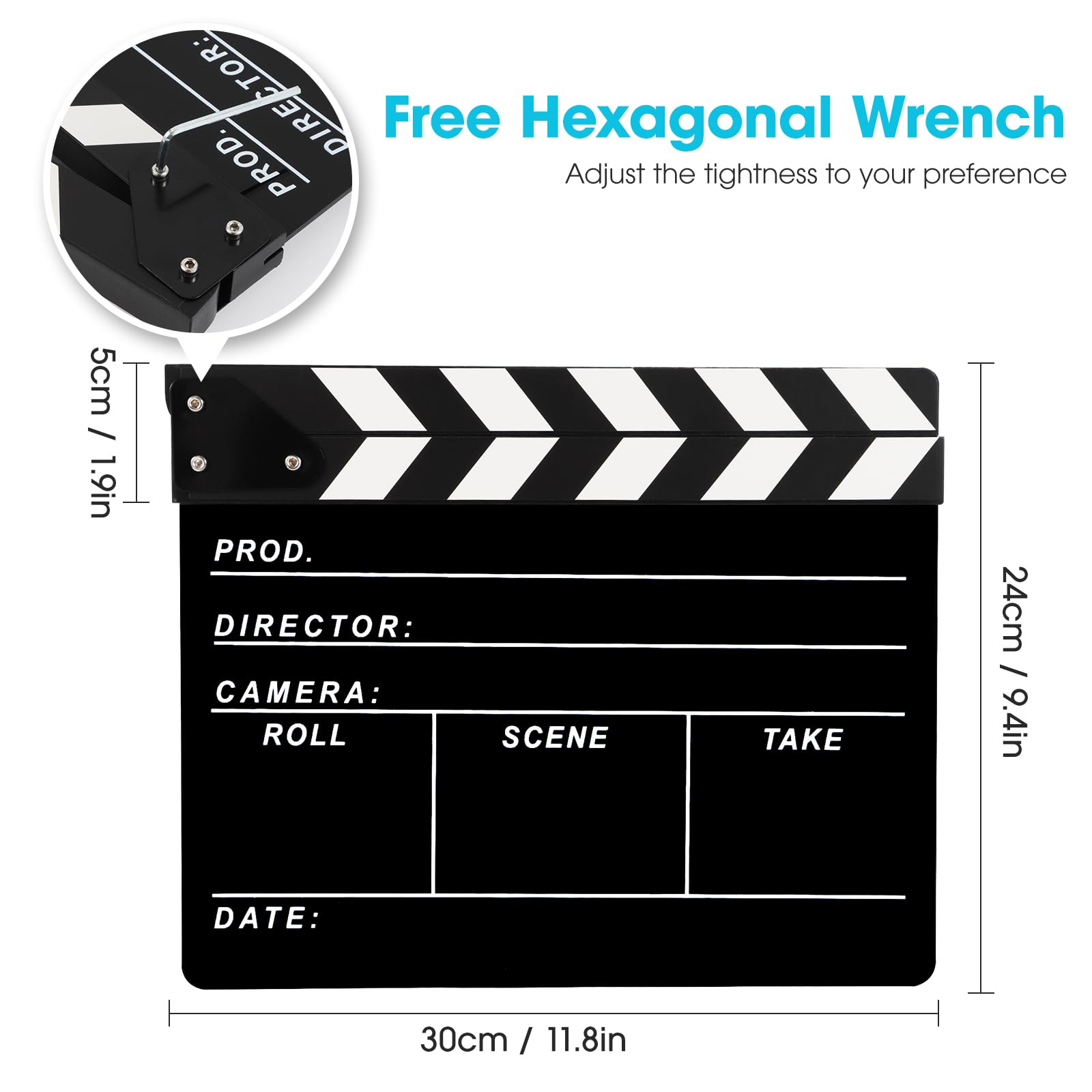 Ribvane Directors Clapboard For Film, Hollywood Slate Move Photography Video Tv Cut Action Scene Acrylic Clapper Board With A Ma
