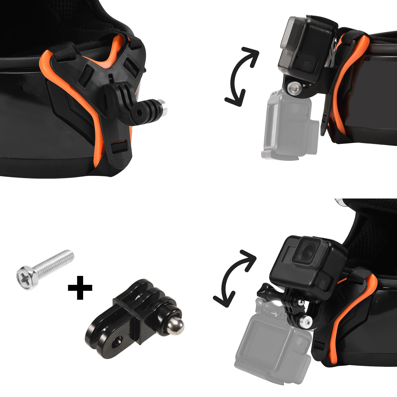 Lupholue Motorcycle Helmet Chin Strap Mount Compatible With Gopro Hero 12, 11, 10, 9, 8, 7, (2018), Hero Black, Insta 360, Sessi