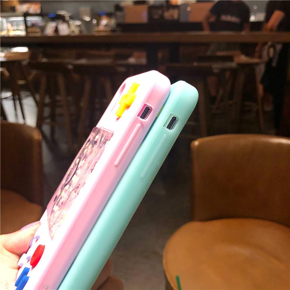 Unnfiko Squishy 3D Cartoon Game Case, Iphone Xr, Liquid Stars, Soft Rubber Protective Cover, Pink