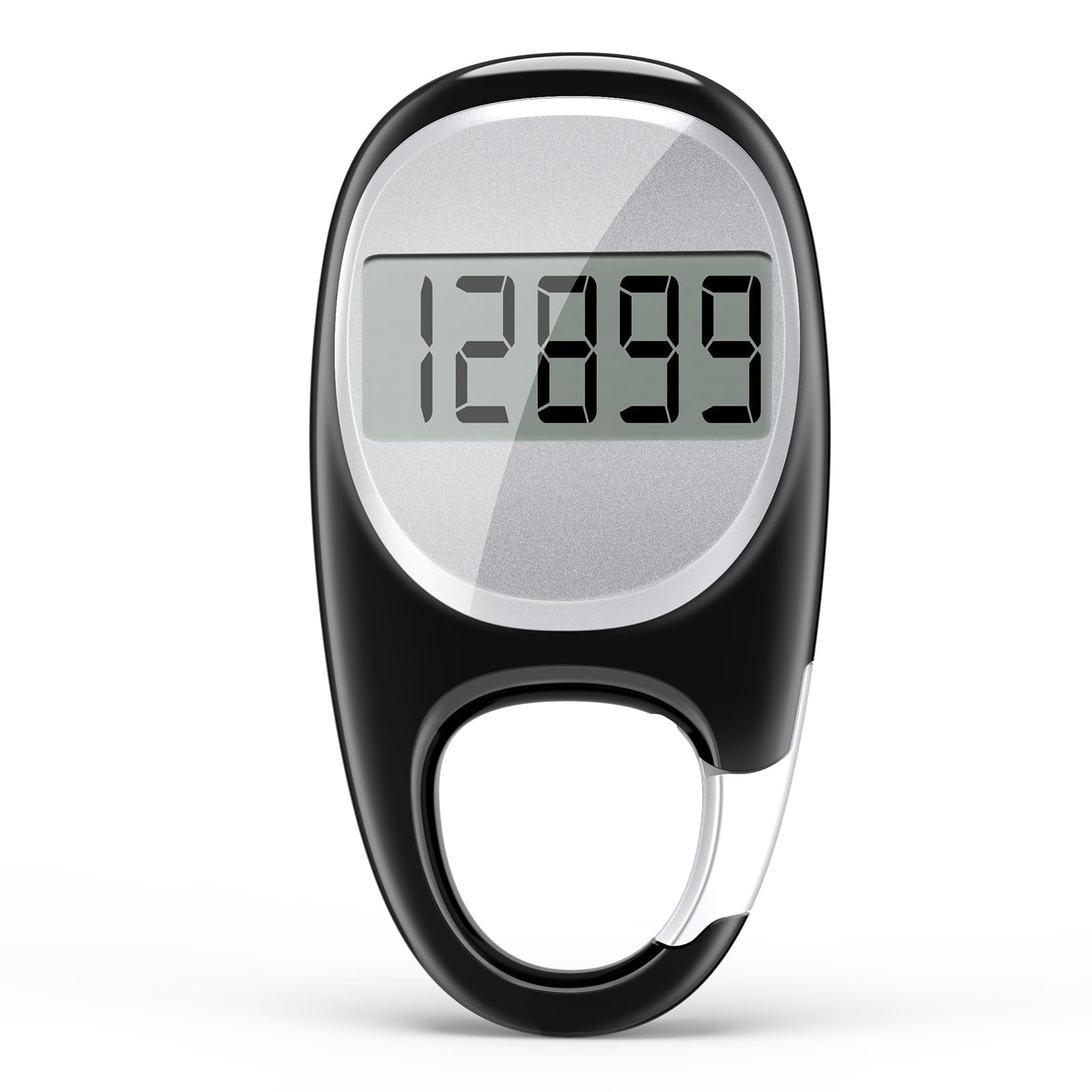 Simple Pedometer for Walking, Accurate Step Tracker with Carabiner, 3D Step Counter for Men Women Seniors - Black
