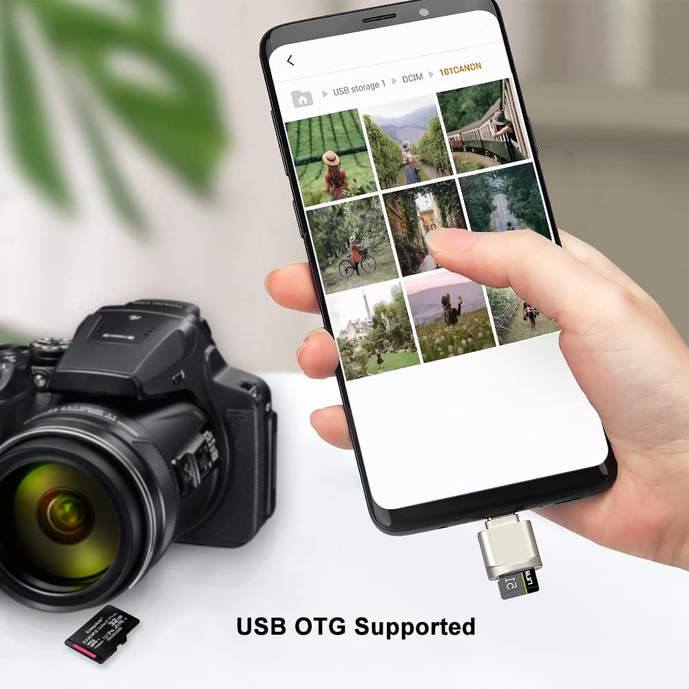 Micro Sd Card Reader, Usb C To Sd Card Reader, Type C Tf Memory Card Reader With Usb C To Usb Adapter, Mepsies Usb Otg Card Read