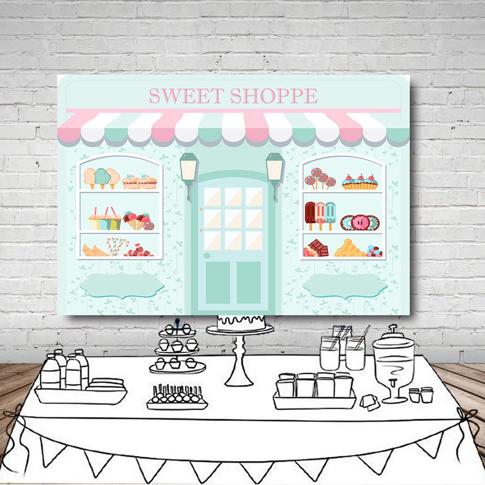 Mehofond 7X5Ft Sweet Shoppe Backdrop Dessert Parlor For Girl Birthday Photography Background Kids Party Banner Baby Shower Donut