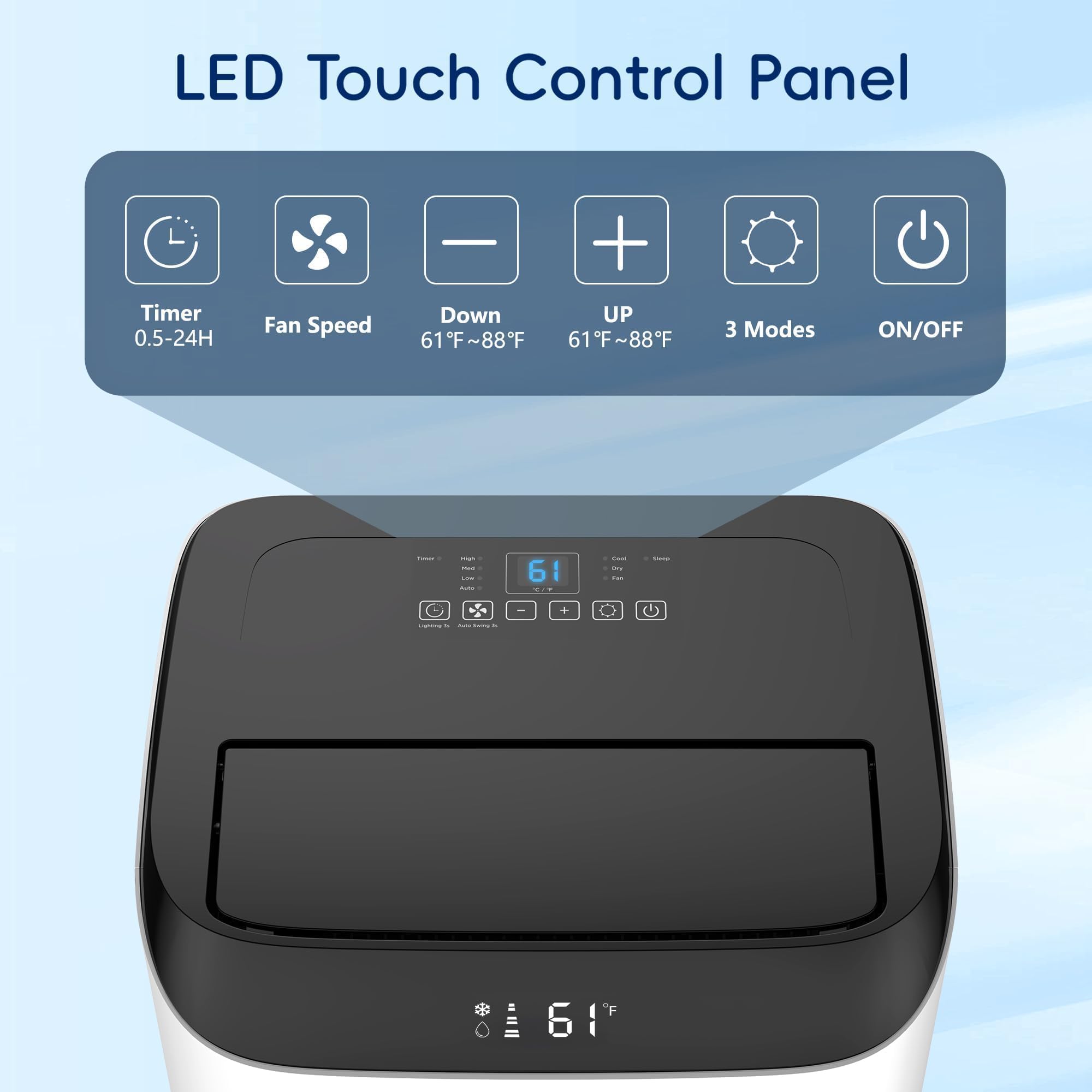 14000 Btu Portable Air Conditioners,Cooling,Fan,Dehumidification,Sleep Mode For Large Rooms Up To 700 Sq.Ft,Ac Unit With Remote