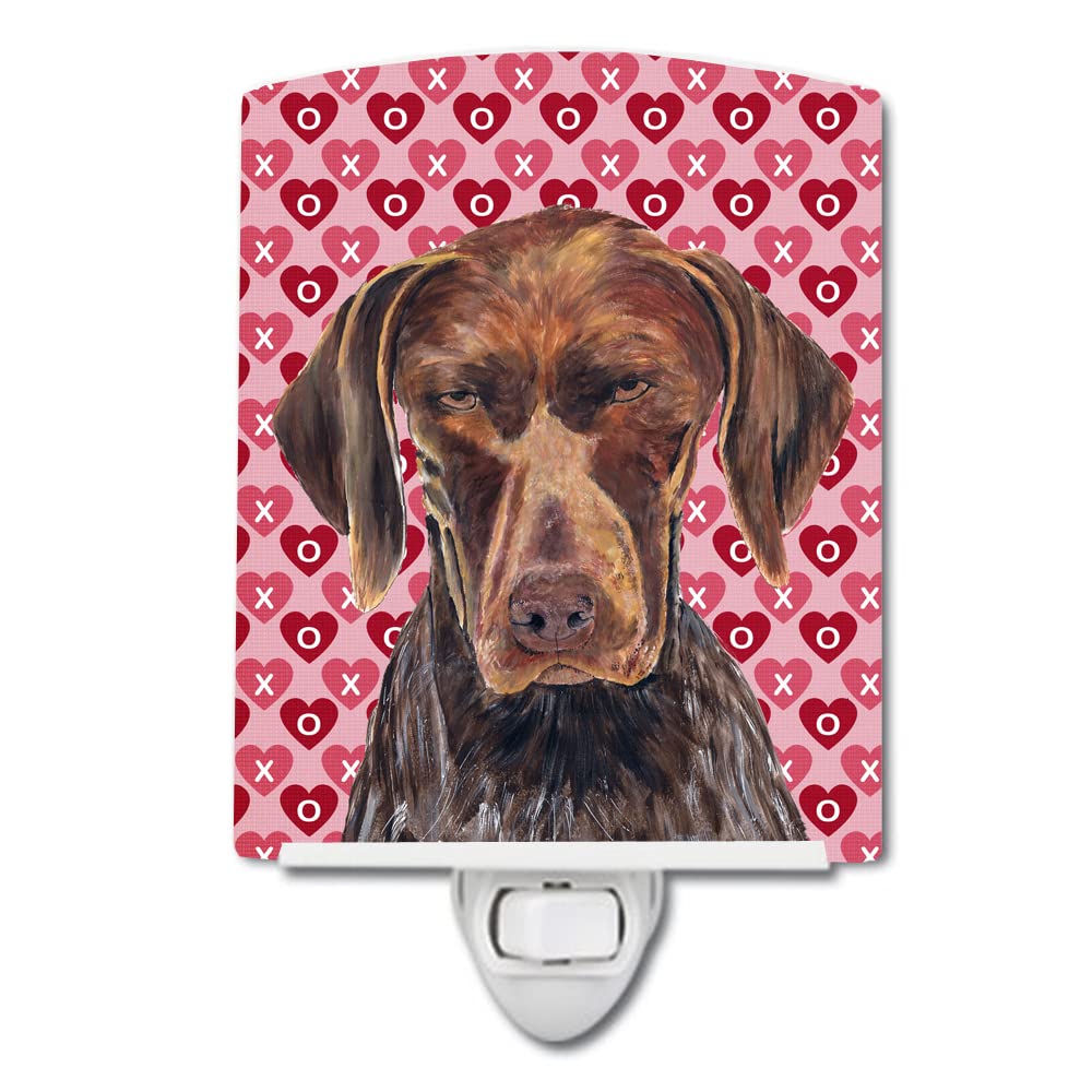 Carolines Treasures SC9244CNL German Shorthaired Pointer Hearts Love and Valentines Day Ceramic Night Light Compact, UL-Certif
