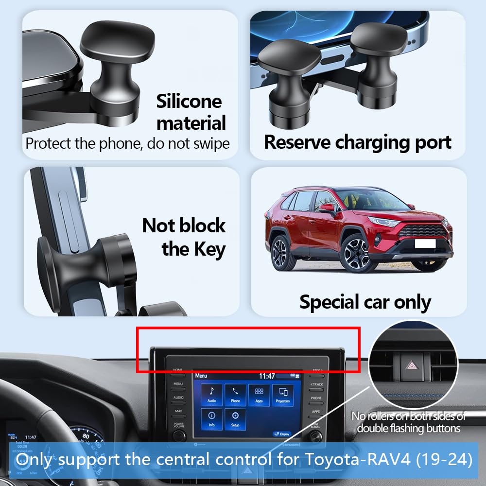 Lunqin Car Cell Phone Holder For 2019-2025 Toyota Rav4 Lx Xle Rav 4 Phone Mount Hybrid Le Se Prime Woodland Auto Accessories Nav