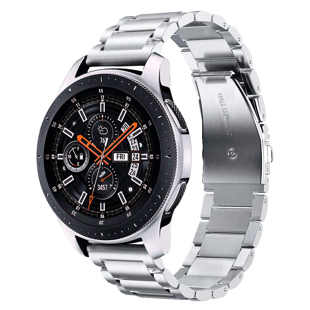 V Moro Metal Strap Compatible With Galaxy Watch 46Mm(2019) Band/Galaxy Watch 3 45Mm Bands Men Silver Solid Stainless Steel Repla