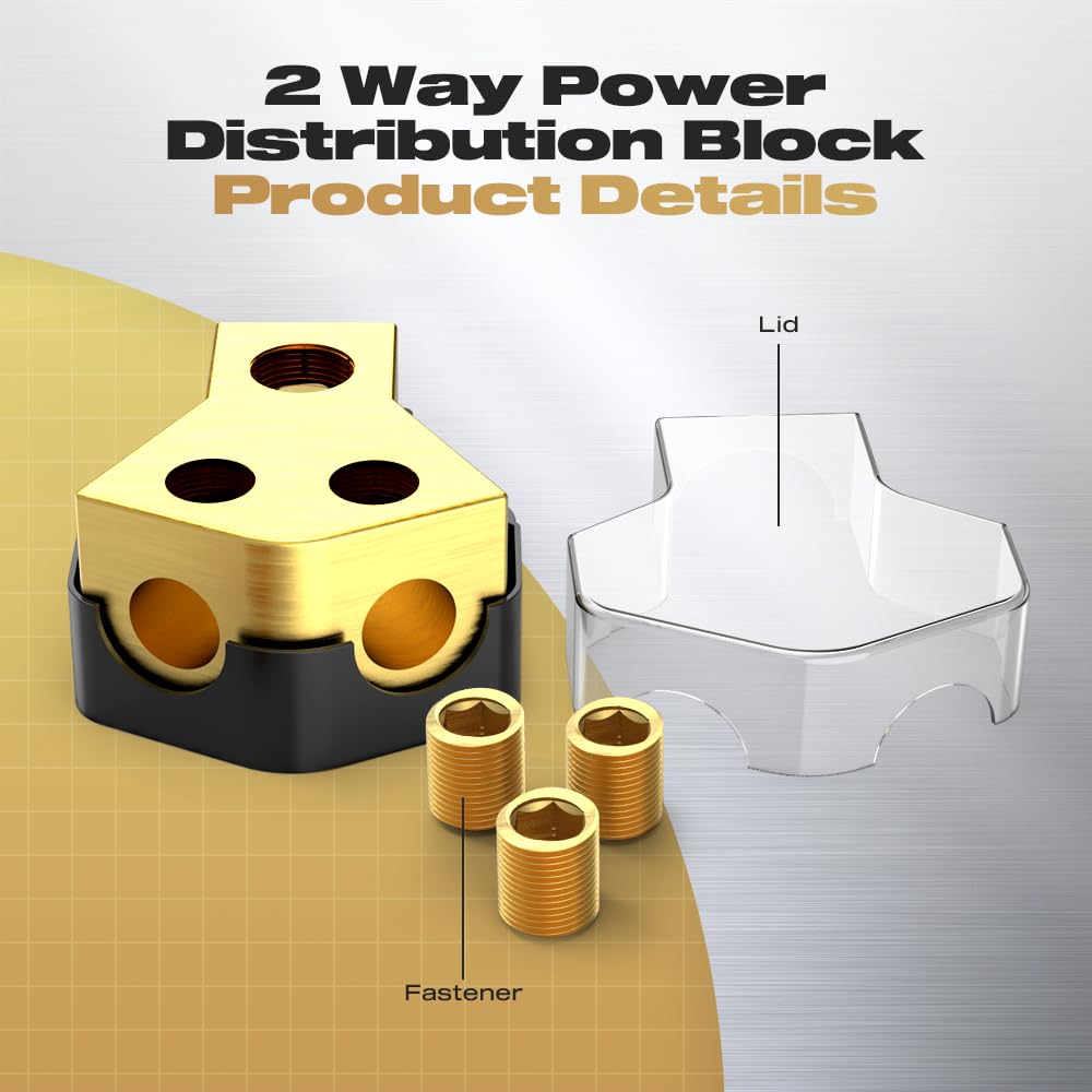 Distribution Block Car Audio, 2 Way 0/2/4 Gauge In 4/8/10 Gauge Out Amp Power Distribution Block Car Audio Splitter For Vehicles