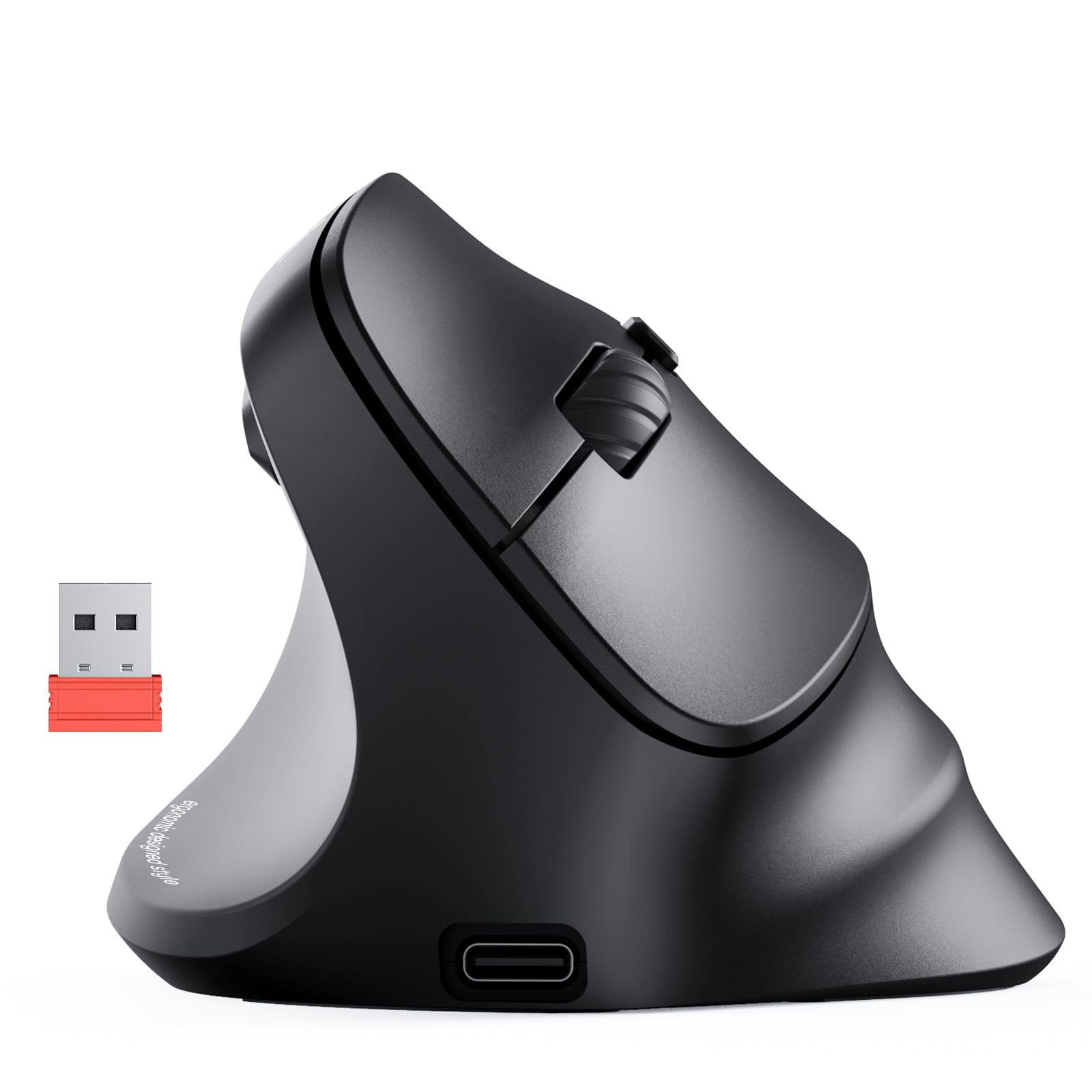 MEETION LeftHanded Ergonomic Vertical Wireless RGB Mouse, Black