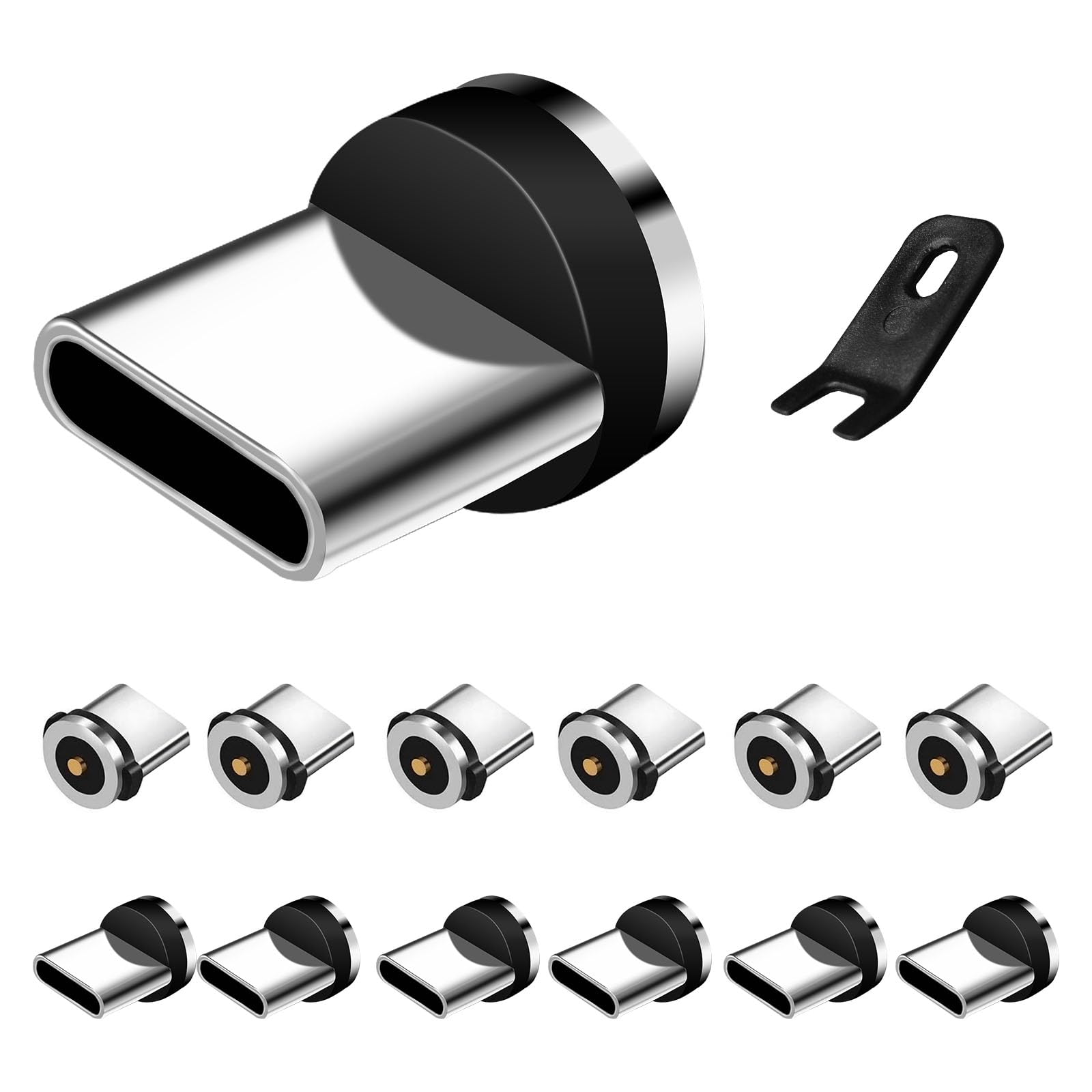 ZZTBTNO Type C Magnetic Tips 12pcs, 1 pin Magnetic Phone Charging Tips, Magnetic Phone Connector Tip Head with a Removal Tool