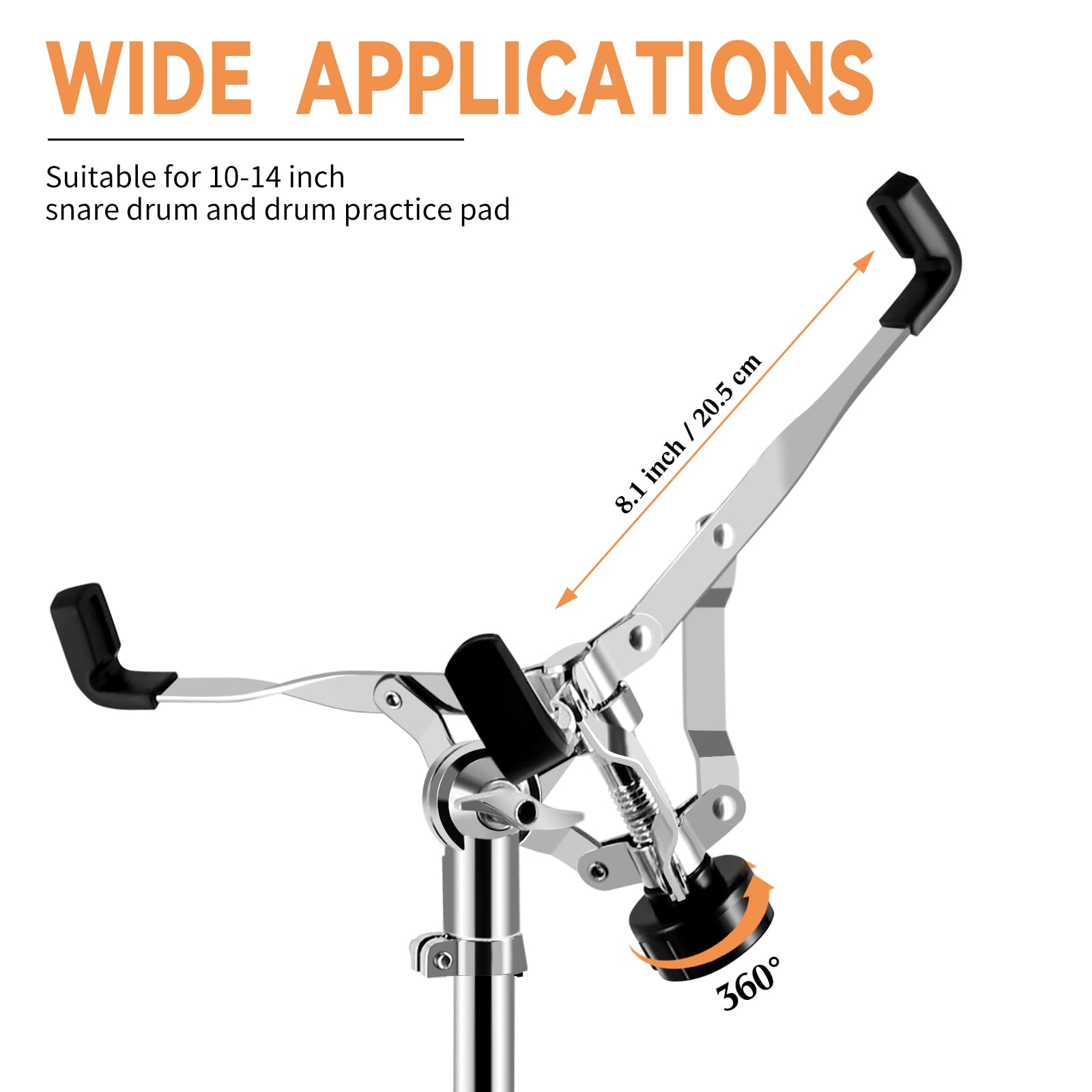 Rowell Snare Drum Stand Snare Stand With Drum Sticks Double Braced Snare Stand Fit For 10 To 14 Inch Snare Drum And Practice Pad