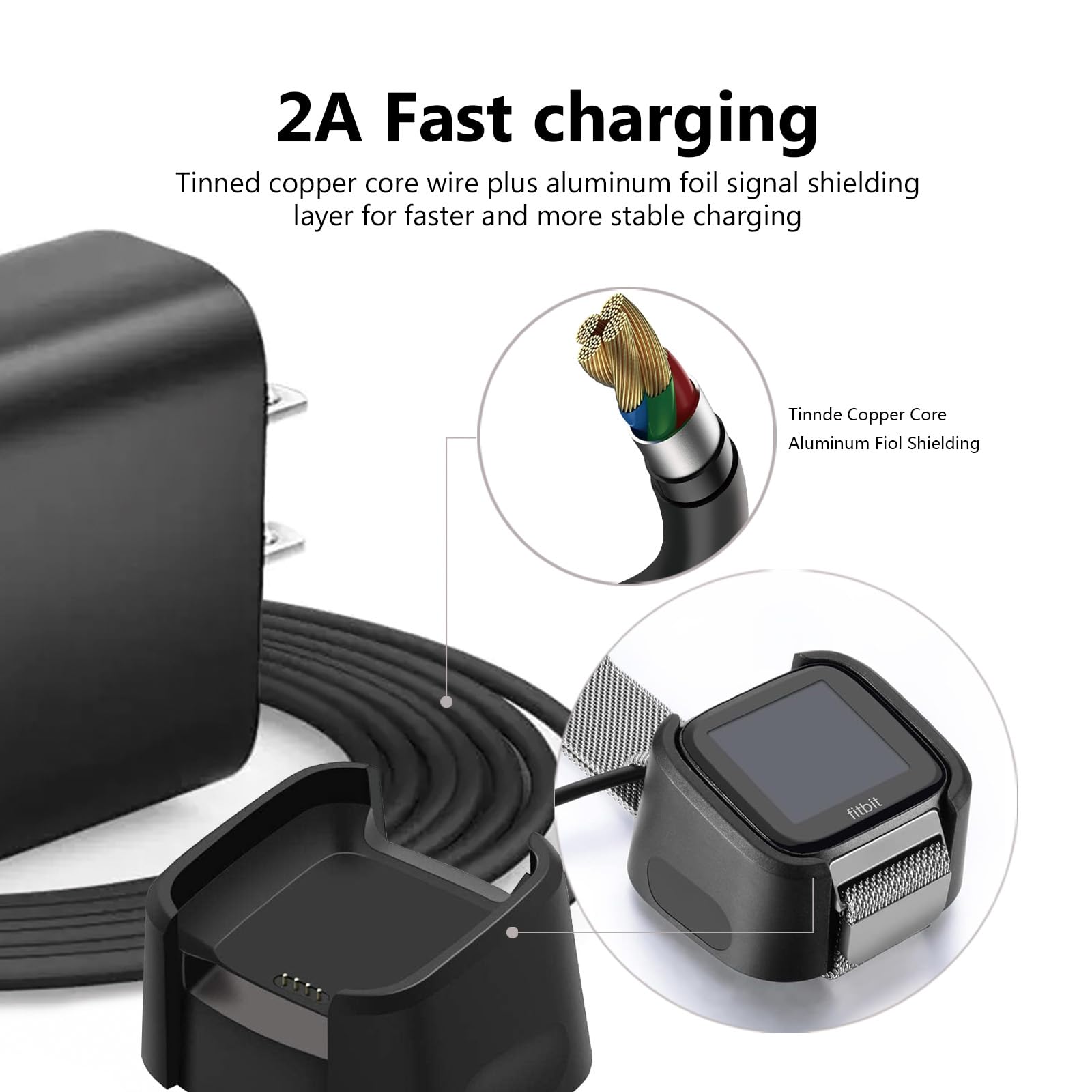 Replacement For Fitbit Versa 1 Charger (Not For Versa 2) Fast Usb Charging Cable Cord For Fitbit Versa Fb504/Versa Lite Fb415/Ve