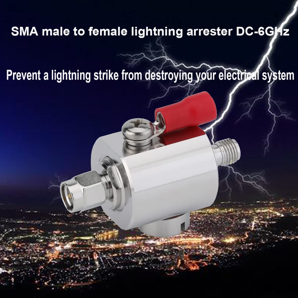 Sma Lightning Arrestor Cellular & Gps Sma Surge Protector Sma Male To Sma Female 0 6Ghz 50 Ohms (6G Lightning Arrestor Male To Female)