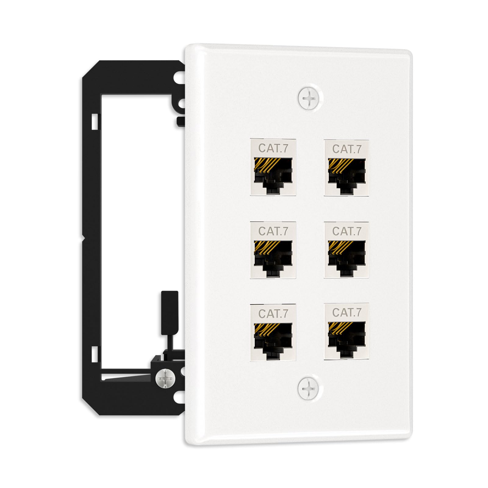 Fgb Ethernet Wall Plate 6 Port With Mounting Bracket, Keystone Wall Plate With Bracket And Cat7 Shielded Rj45 Keystone Coupler,