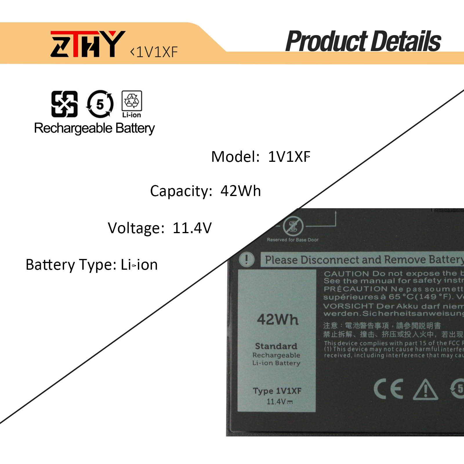 Zthy 1V1Xf Laptop Battery Replacement For Dell Latitude 5400 5410 5500 5510 Precision 3540 3550 Inspiron 7590 7591 7791 2 In 1 S