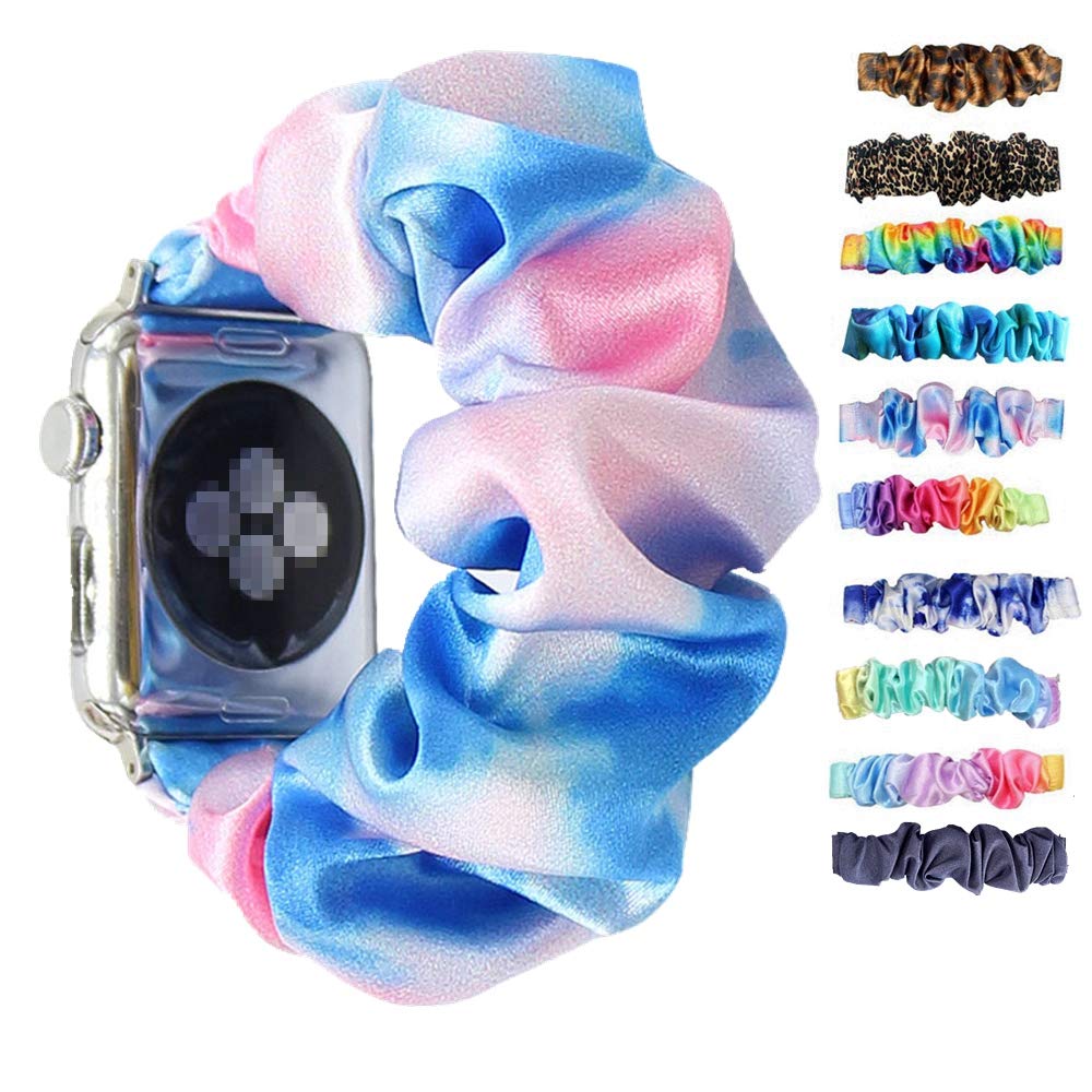 Scrunchie Elastic Watchband For Apple Watch Band Series 8 7 6 5 4 3, Watch Strap For Iwatch 45Mm 41Mm 38Mm 40Mm 42Mm 44Mm (Blue