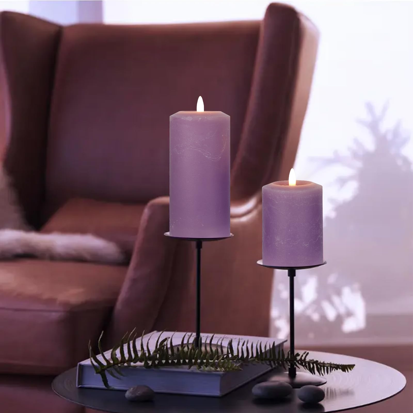 Angelloong Real Wax Led Candles Flickering, Flameless Battery Operated Candle With Remote, Pillar Electric Timer Candles For Hom