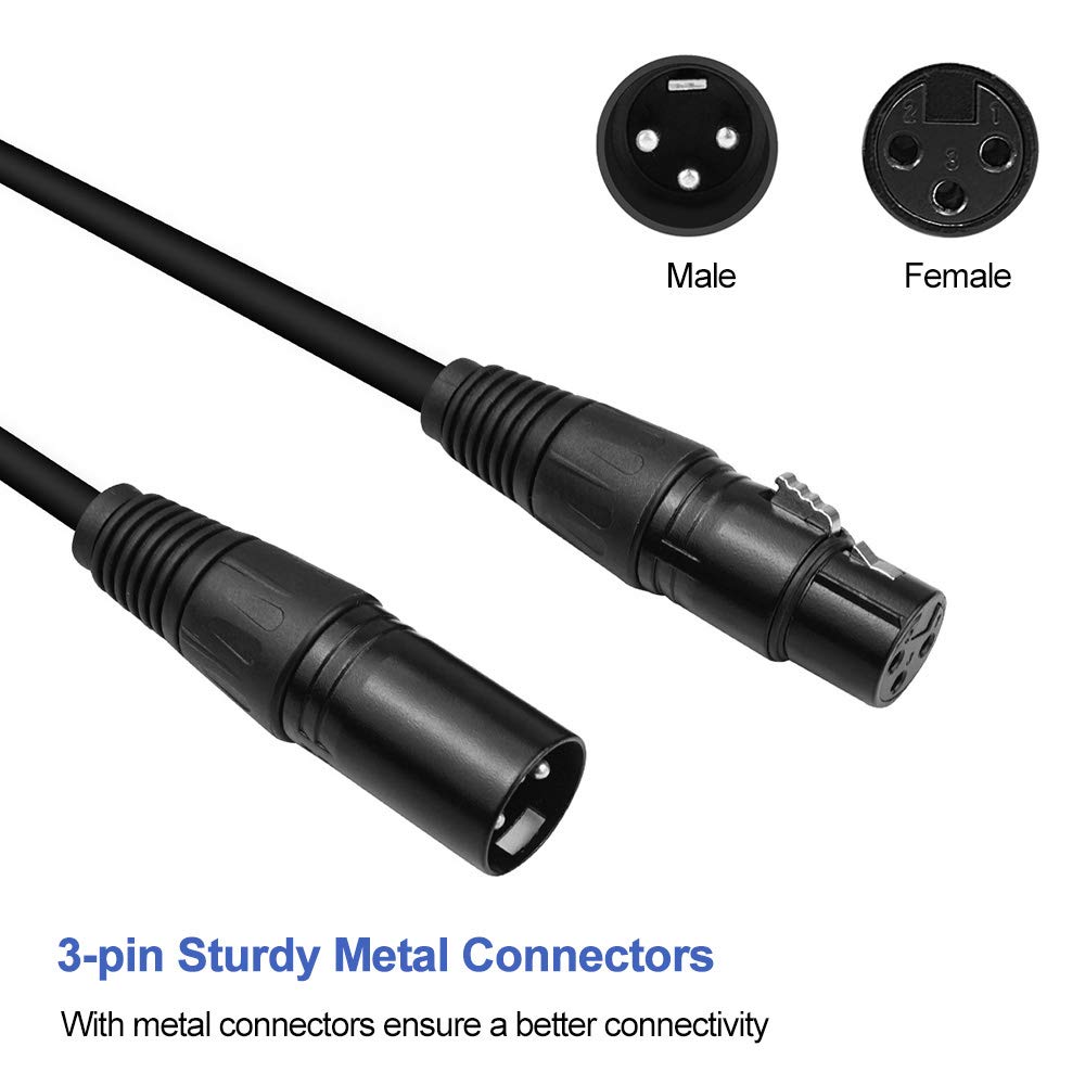 Worldlite 6.5Ft Dmx Cable, 10Pcs 2M Dmx Signal Cables Signal Wires, 3 Pin Xlr Male To Female Stage Light Cable With Metal Connec