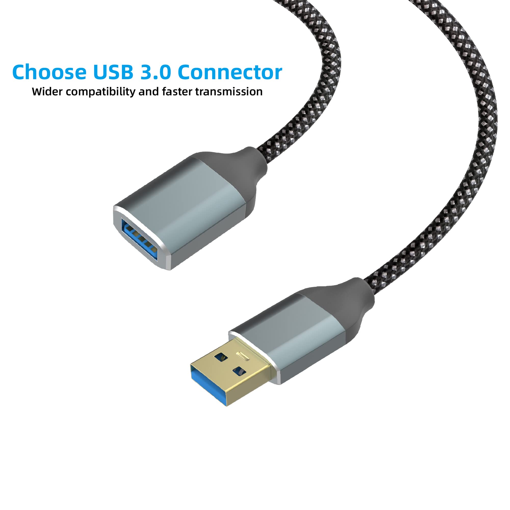 Usb 3.0 Extension Cable, 3.3Ft Type A Male To Female Durable Braided Usb A To Usb A Extender Cable High Data Transfer Compatible