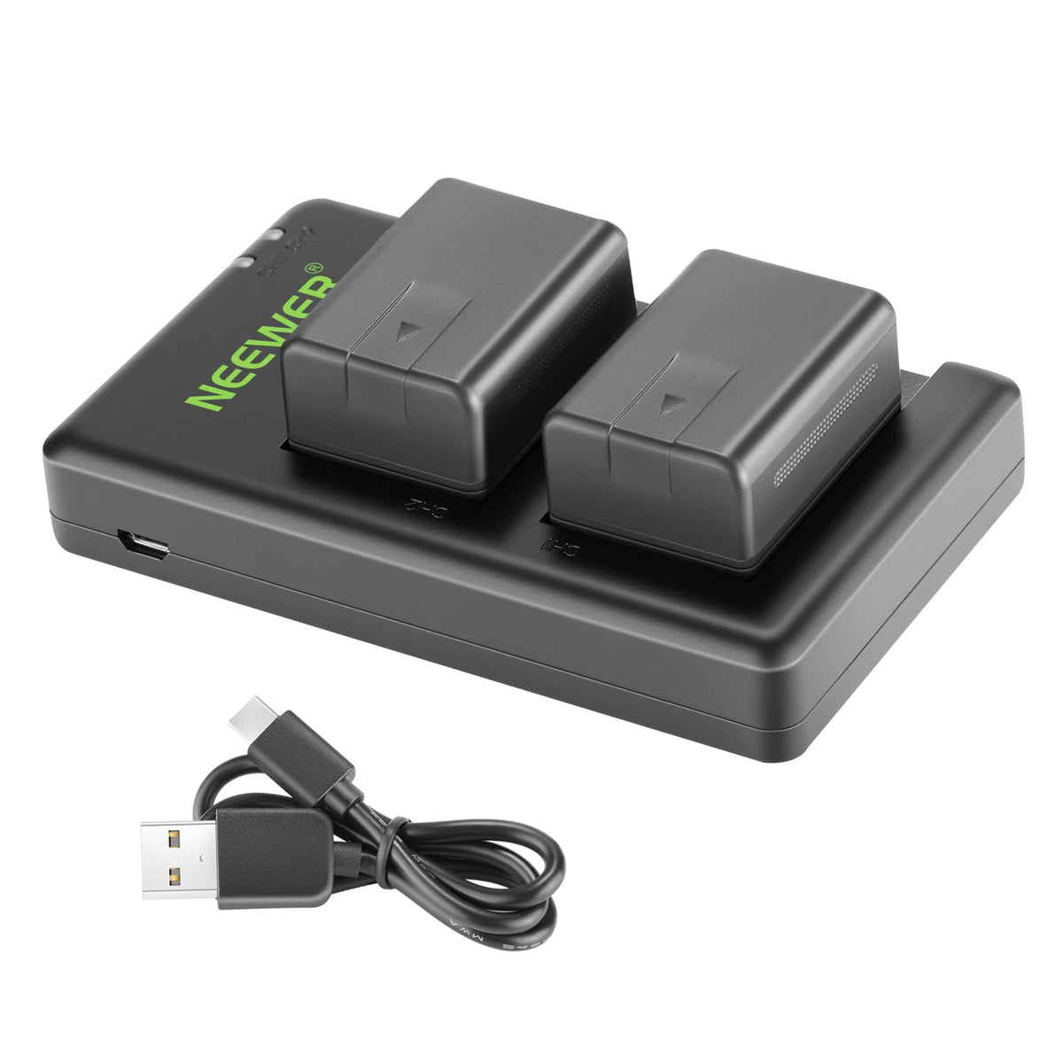 Neewer Vw Vbt190 Battery (2 Pack/1950Mah) And Dual Usb Charger Kit Compatible With Panasonic Hc V110 V130 V160 V180 Hc V201 V210