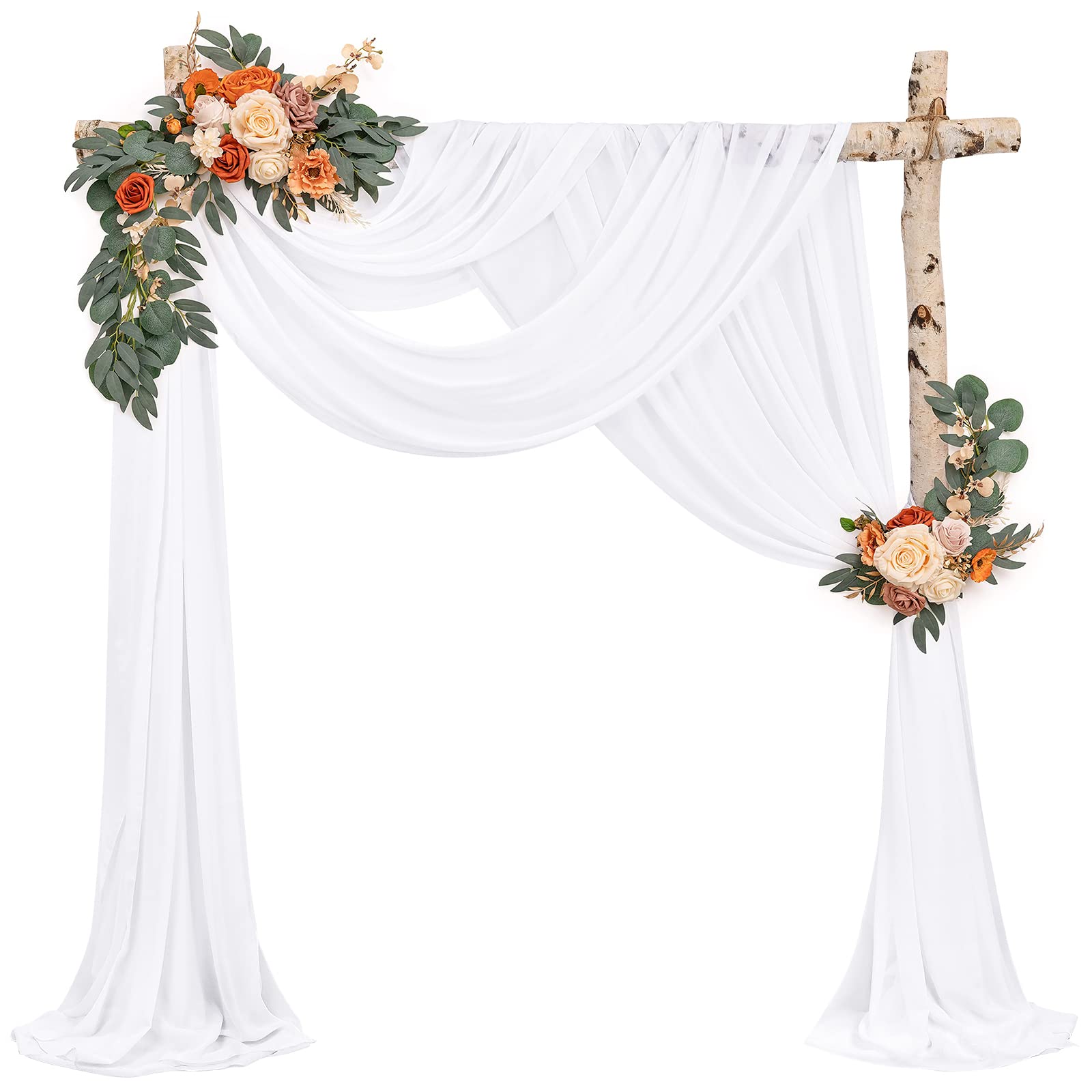 Wedding Arch Draping Fabric,1 Panel 28'' X20Ft White Wedding Arch Drapes For Ceremony Chiffon Fabric Drapes Arbor Drapery Weddin