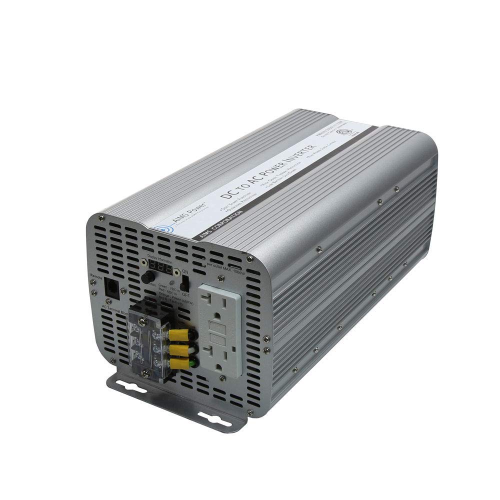 Aims Power 3000 Watt Modified Sine Power Inverter 12Volt Dc To 120 Volt Ac Etl Certified To Ul 458 With Gfci Outlets And Ac Term
