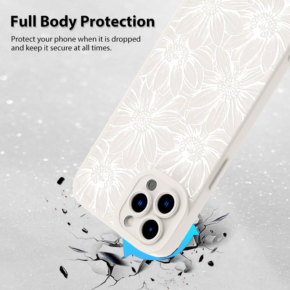 Mzelq For Iphone 11 Pro Max Case Case, Silicone Black Floral Flowers Sunflowers Cute Pattern, Camera Protection Soft Slim Phone