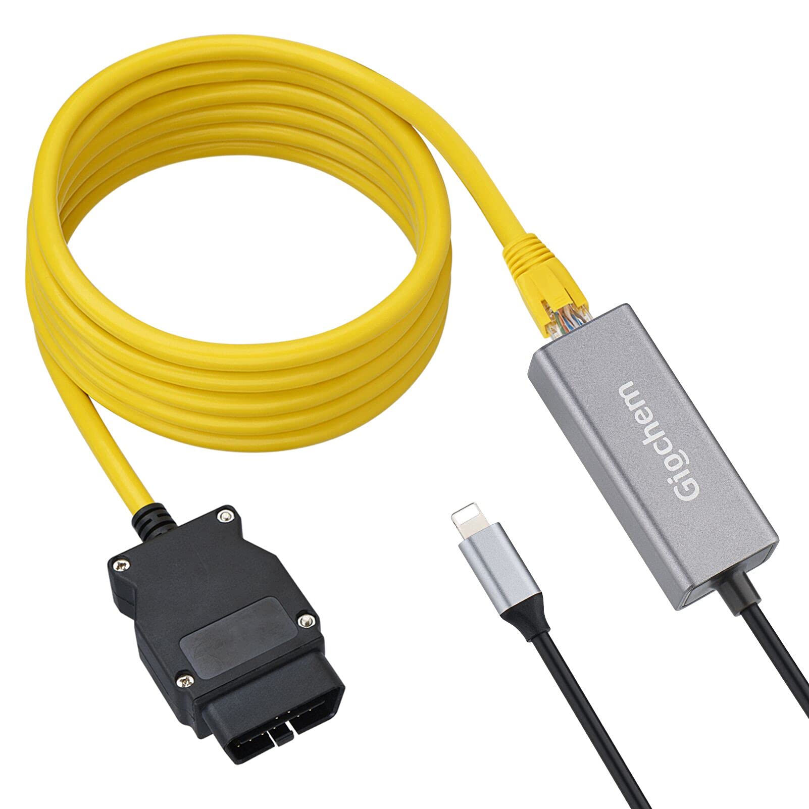Giochem Enet Obd2 Rj45 Cable,Ethernet 6.6Ft/2M Cable Rj45 Ethernet Connector Tools To Obdii Interface Cable Car Diagnostic Coding F Series