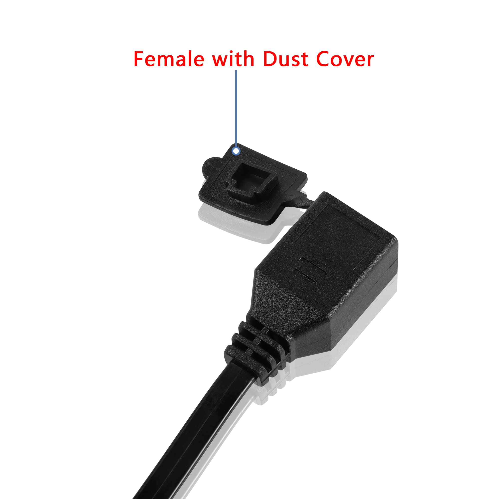 Gintooyun 6P6C Extension Cable With Cap Rj12 Crystal Head Cable Male To Female With Dust Cover Black 35Cm