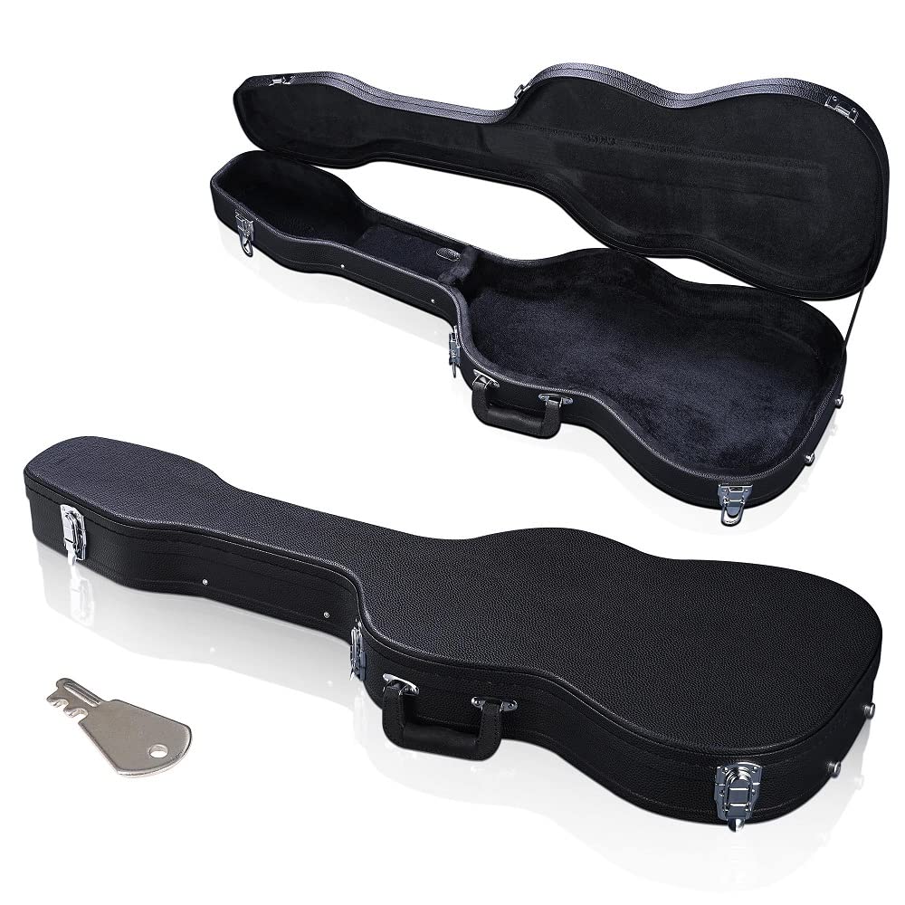 ZeHuoGe Electric ST Guitar Hard Case Electric Guitar Wooden Hard Shell for Stratocaster & Telecaster Style Lockable Black