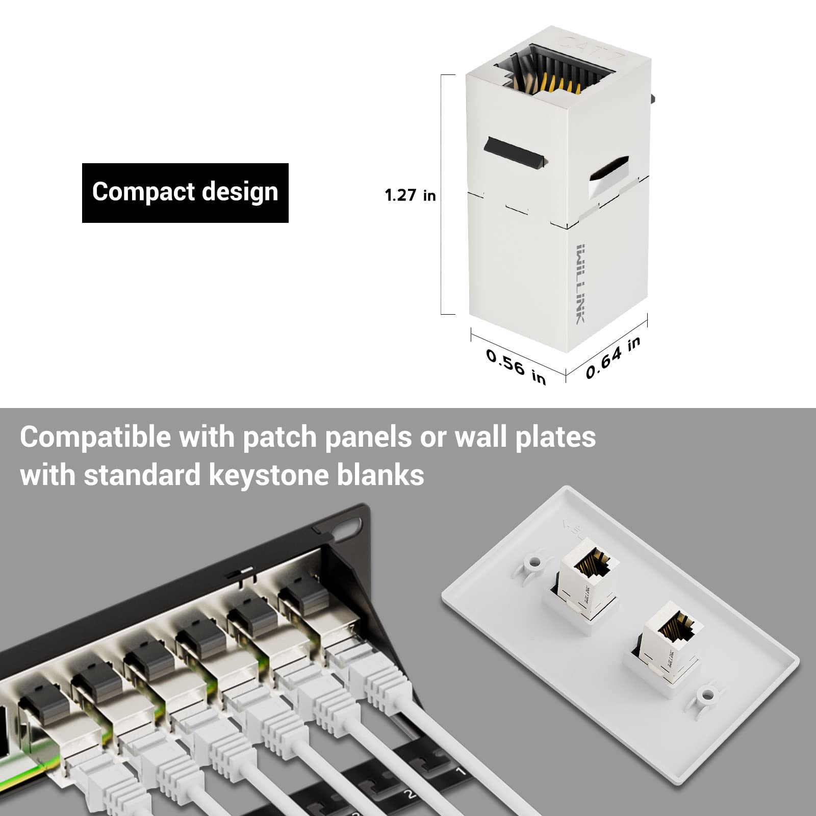 Iwillink Ul Listed Cat7 Coupler Rj45 Keystone Shielded Coupler 10 Pack, Ethernet Coupler, Female To Female Keystone Jack,Stp Key