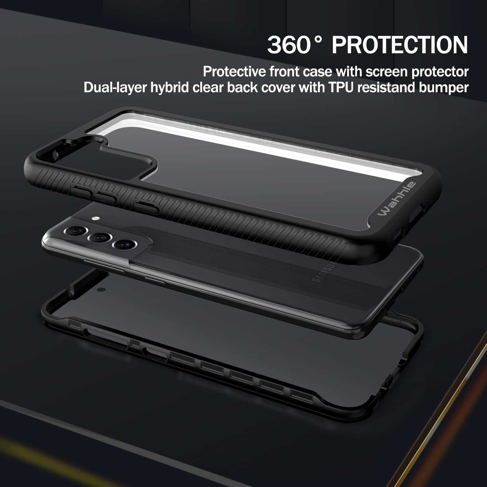 Wahhle Compatible With Samsung S21 Fe 5G Case, Built In Screen Protector Full Body Shockproof Slim Fit Bumper Protective Phone C