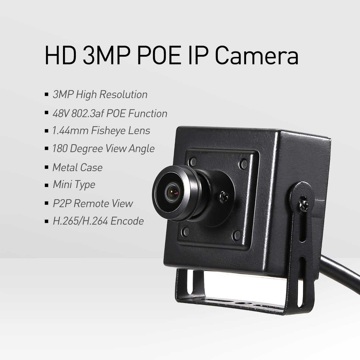 Revotech Mini Fisheye Poe Ip Camera, Hd 3Mp Indoor Security Camera 1.44Mm Lens 180 Degree Wide Angle P2P Remote View Cctv Video