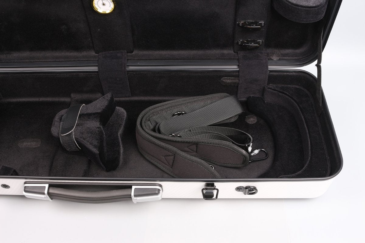 4/4 New Violin Case Carbon Fiber Fiberglass Oblong Case Strong Light Full Size Sheet Bag (White)