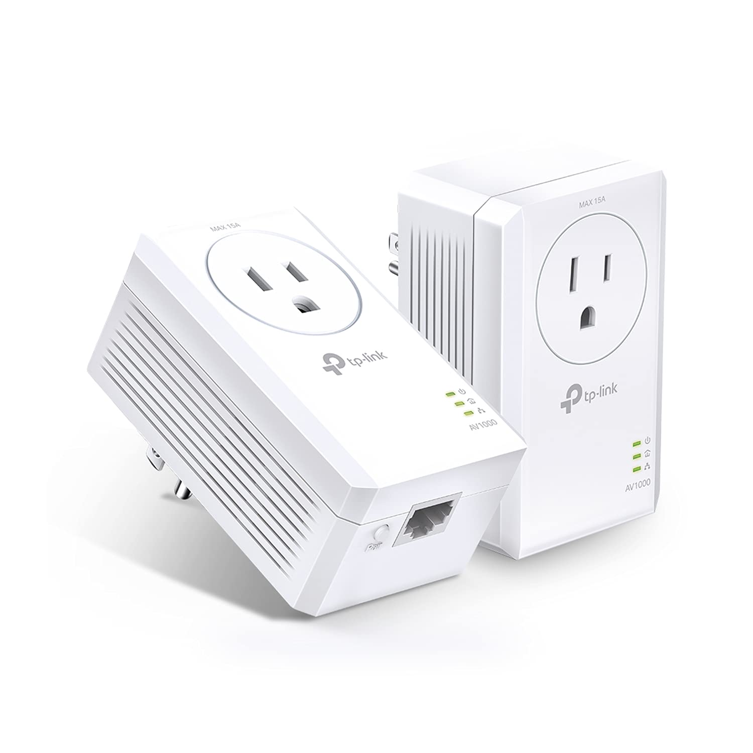 TP-Link AV1000 Powerline Ethernet Adapter(TL-PA7017P KIT)- Gigabit Port, Plug and Play, Extra Power Socket for Additional Device