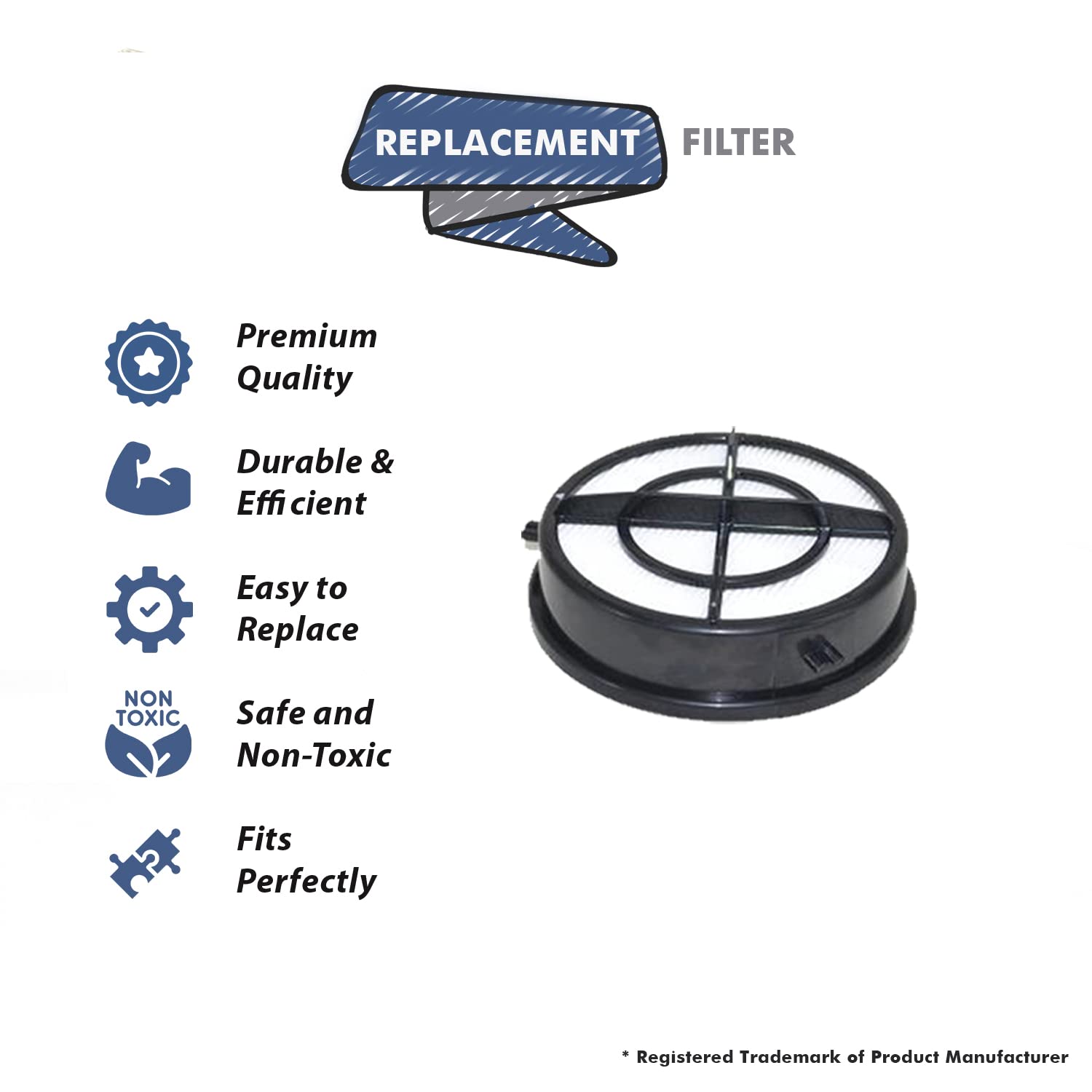 Hepa Filter Replacement Part For Bissell Upright 2281, 22813, 22818, 2461, 24613, 24619 Vacuum Cleaner # Compare To Part 1606751