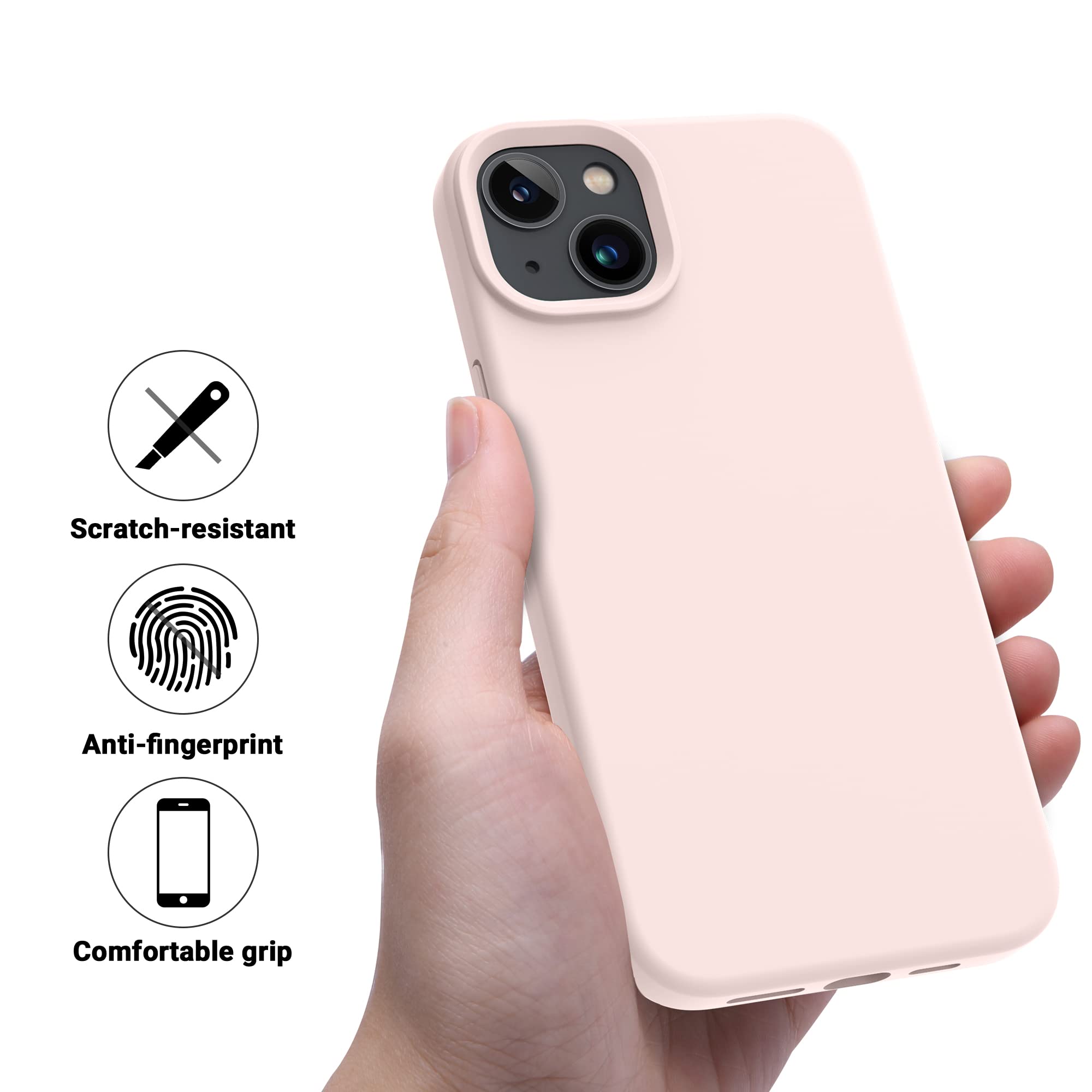 Otofly Designed For Iphone 14 Case, Silicone Shockproof Slim Thin Phone Case For Iphone 14 6.1 Inch (Chalk Pink)