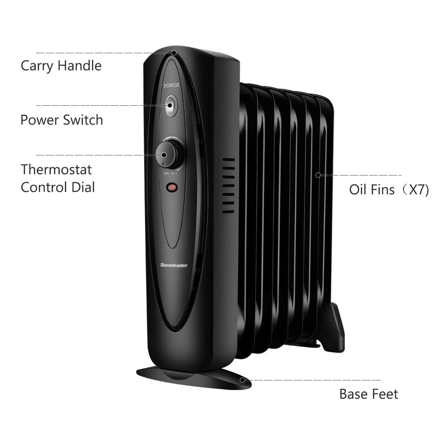 Homeleader Mini Oil Filled Heater, Portable Space Radiant Heater With Adjustable Thermostat, Electric Personal Heater With Overh
