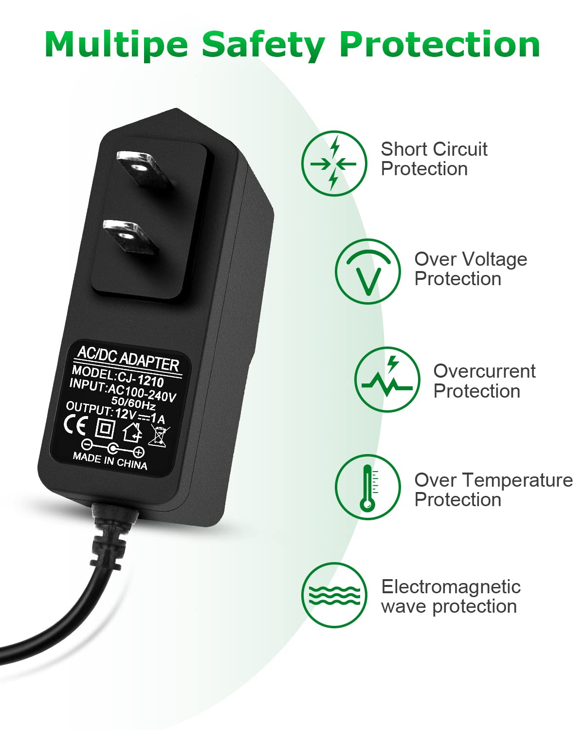 Arkare 12V 1A Ac/Dc Power Supply Adapter 12Volt Replacement Power Cord Wall Charger Ac 100V 240V To Dc 12Volt 1Amp 0.5A Transfor