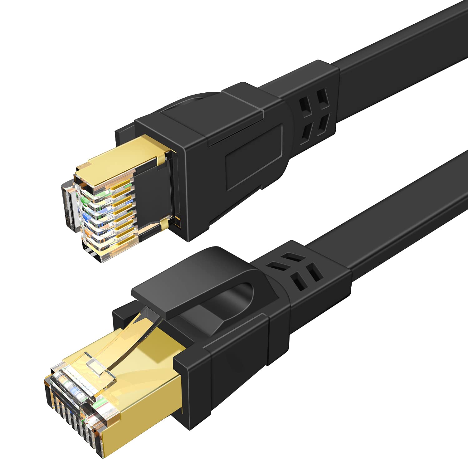 Deego Cat 8 Ethernet Cable 6Ft, High Speed Flat Lan Network Cable Shielded With Gold Plated Rj45 Connector, 30Awg Lan Gaming Eth