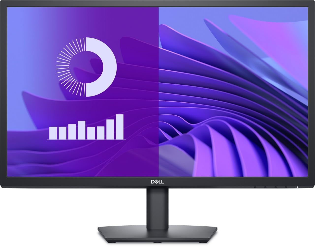 Dell E2425H 24 Full HD (1920x1080) Monitor, 75Hz, VA, 5ms, VESA (100x100mm), DisplayPort, VGA, 3 Year Warranty, Black