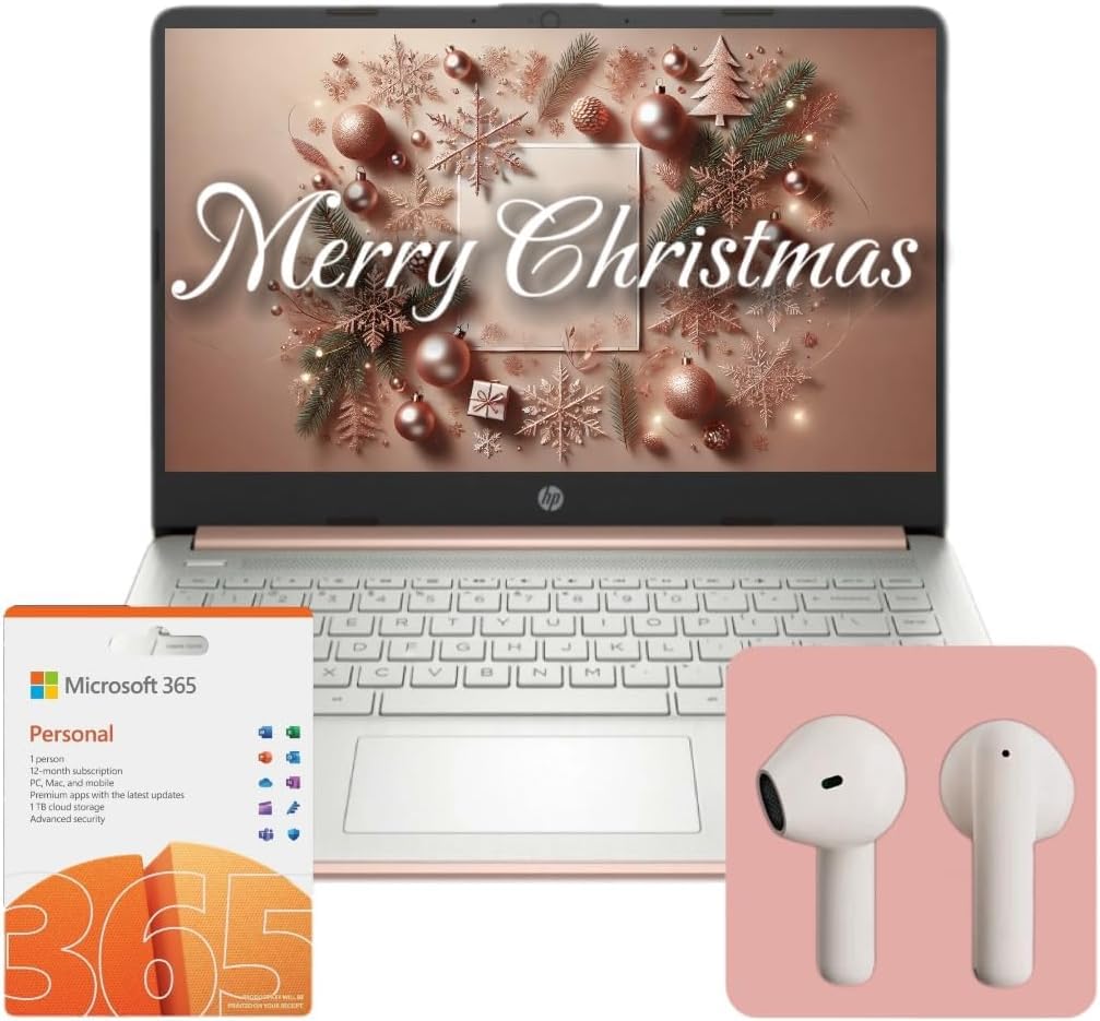 Hp Flagship 14'' Laptop With Free Ai-Powered Microsoft 365 | Bluetooth Earphones | 8Gb Ram | 512Gb External Drive & 64Gb Onboard