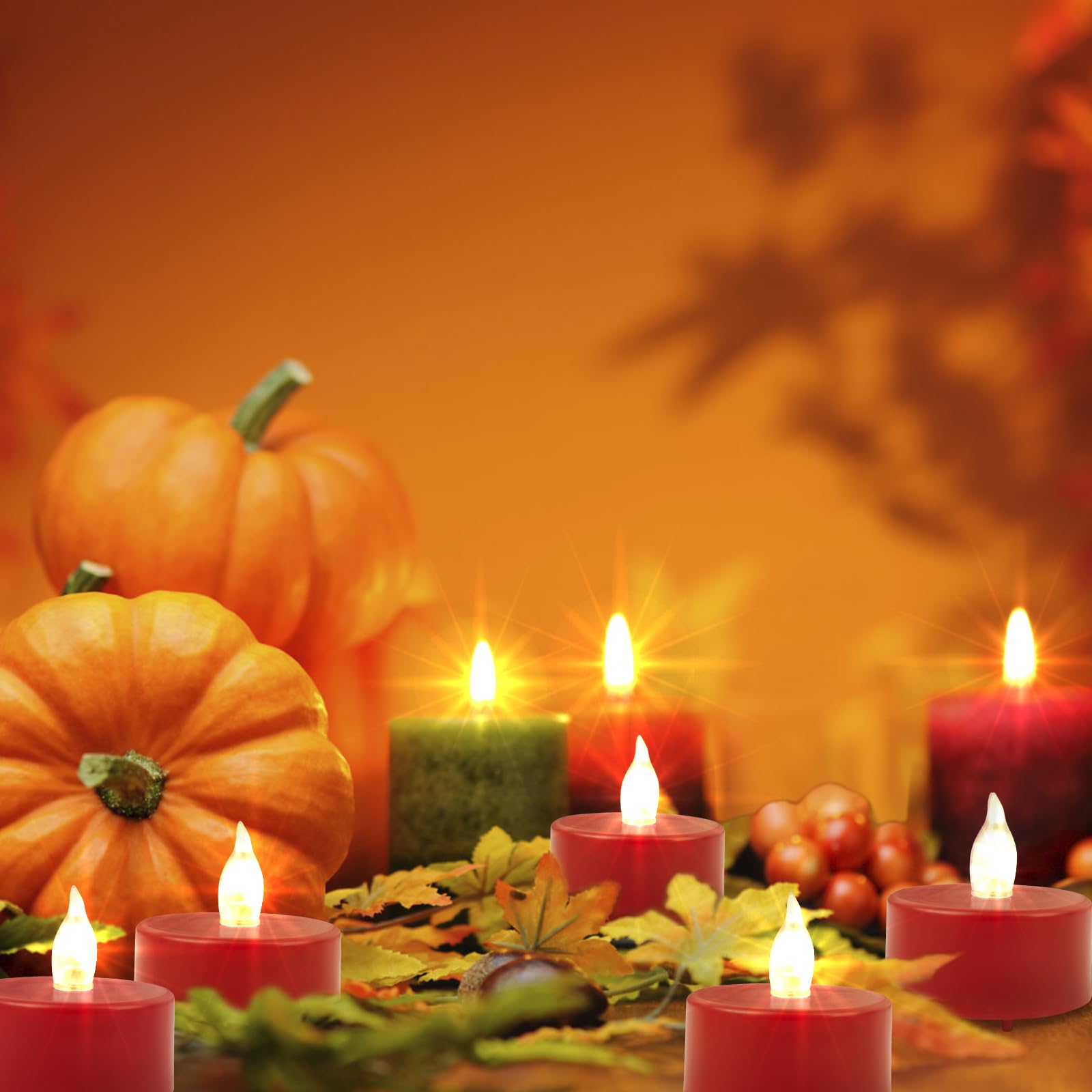 Tea Light, 24Pack Flameless Led Tea Lights Candles Flickering Red 200+ Hours Battery Powered Tealight Candle. Ideal For Party, W