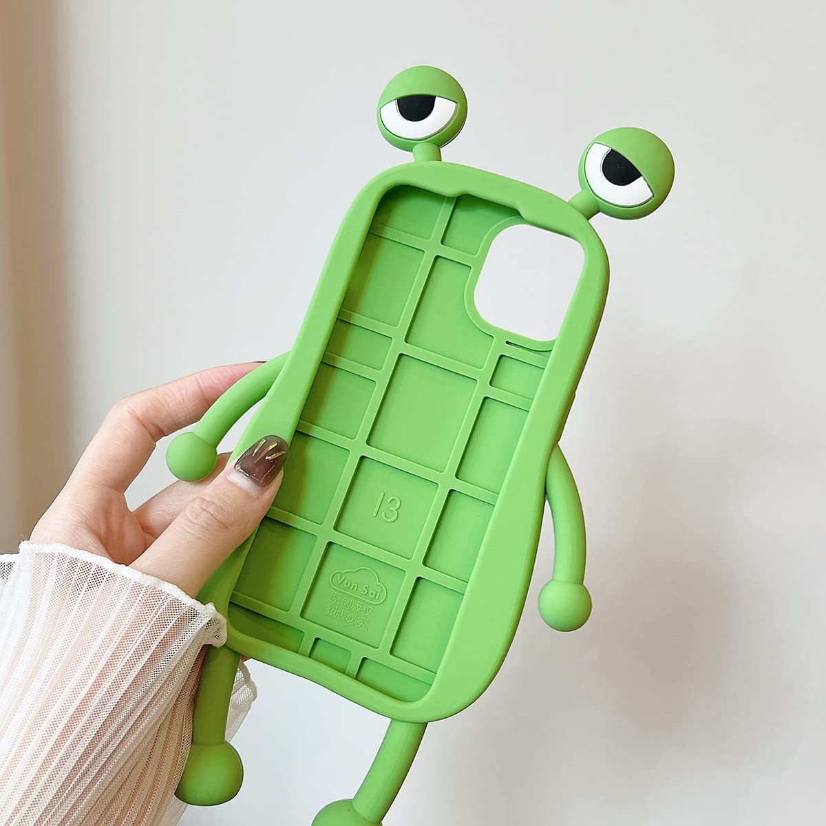 Yatchen For Iphone 14 Pro Kawaii Phone Case 3D Cartoon Cute Green Frog Phone Case Soft Silicone Unique Fun Cover Case For Women